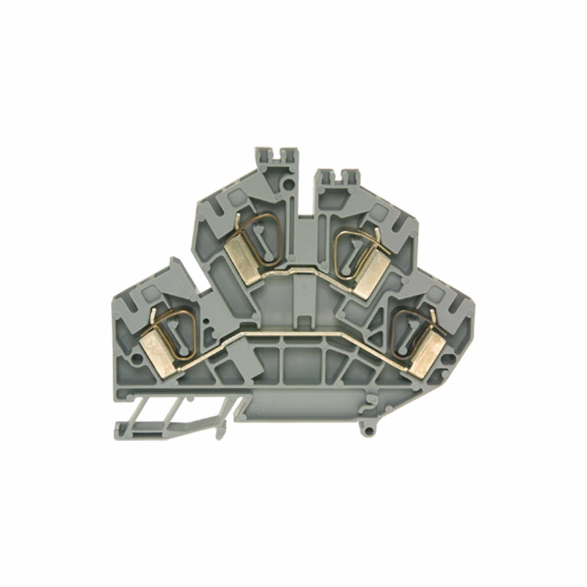 Doppelstock-Zugfederklemme DIN35 4mm², 2x2-Leiter, grau