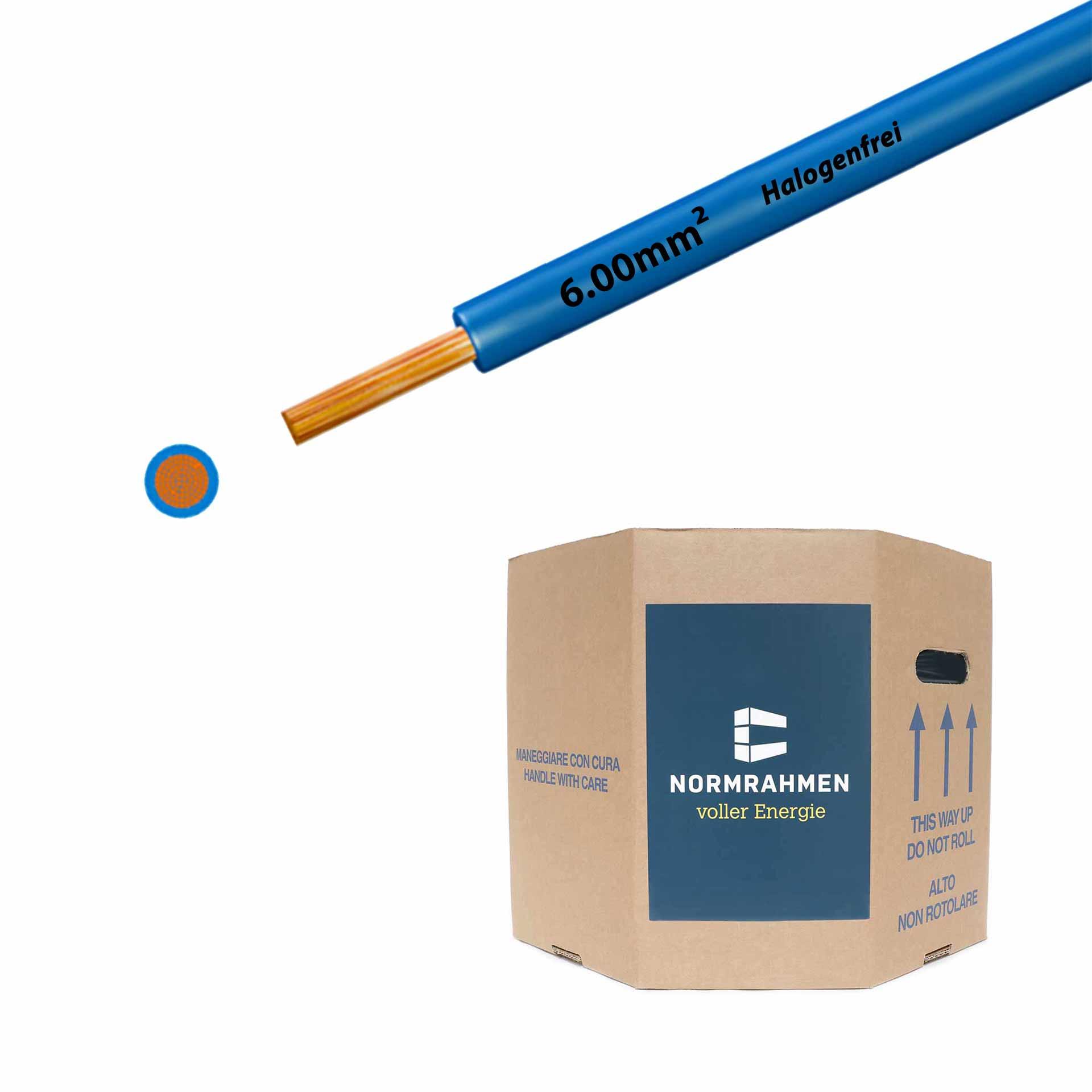 Litze halogenfrei 90° C , 750V, 6.00mm2, hellblau (RAL 5012), Fass D515xH400