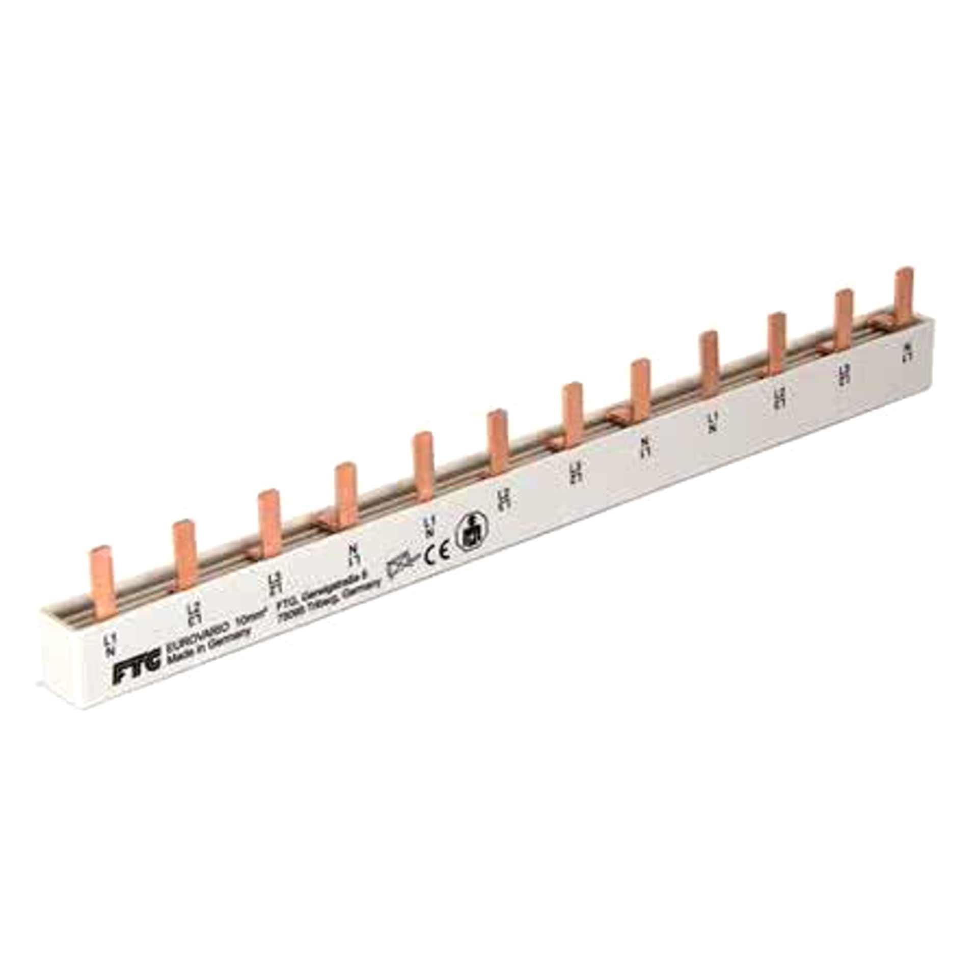 Isolierte Pin-Phasenschiene 10 mm², 63A, (3 x 3PN - 4 MOD) P-P= 17.8 mm 