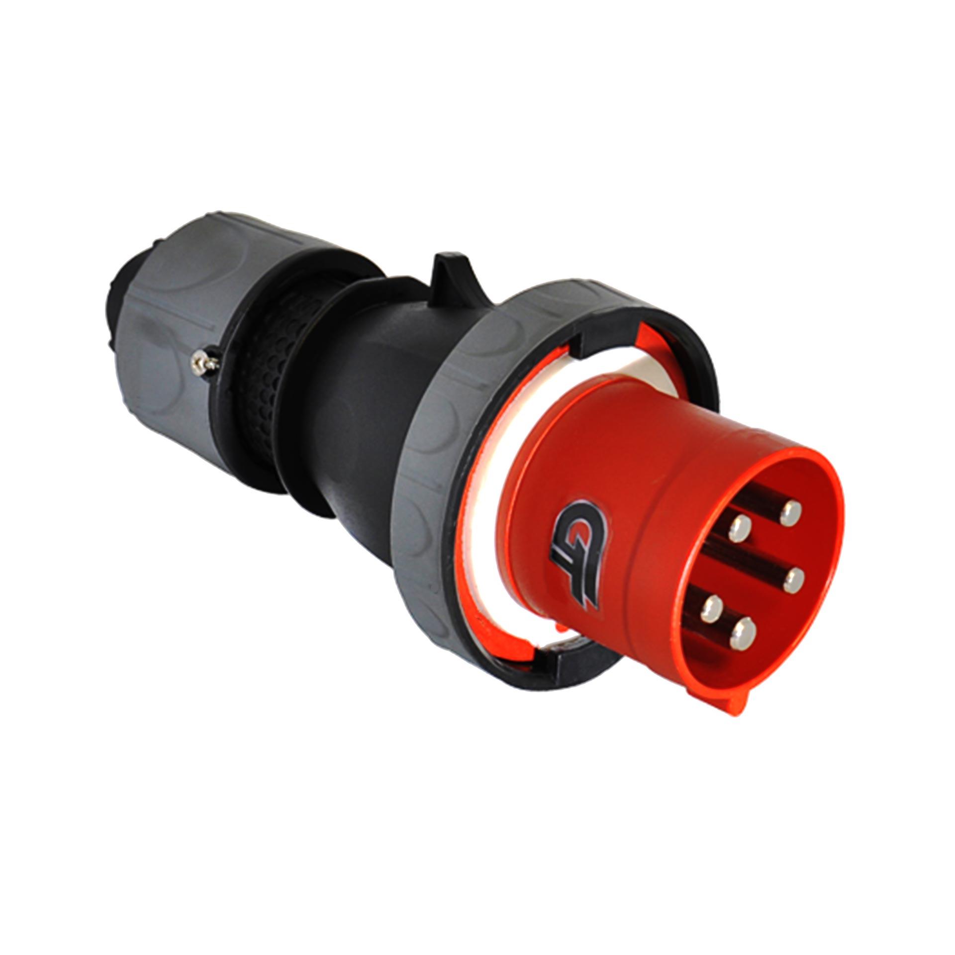 CEE Stecker 63A 5P 6h, 3PNE 400V, IP67, vernickelte Kontakte, GT-Version, Schraubklemme