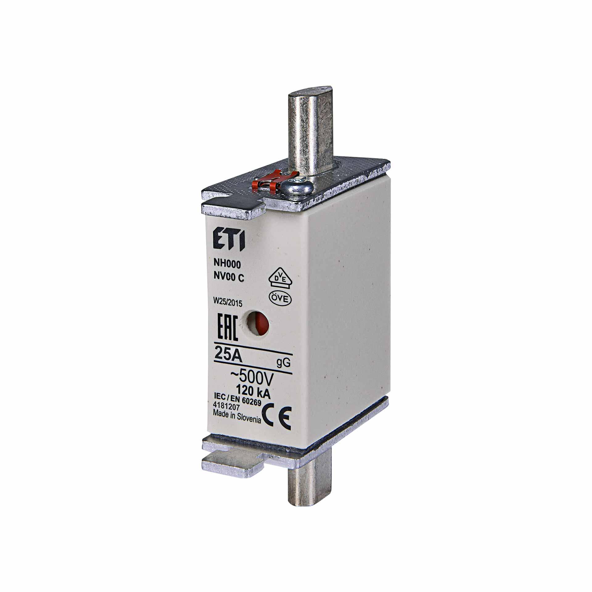 NH-Sicherung Gr. 000 25A, Charakteristik gL-gG 500V