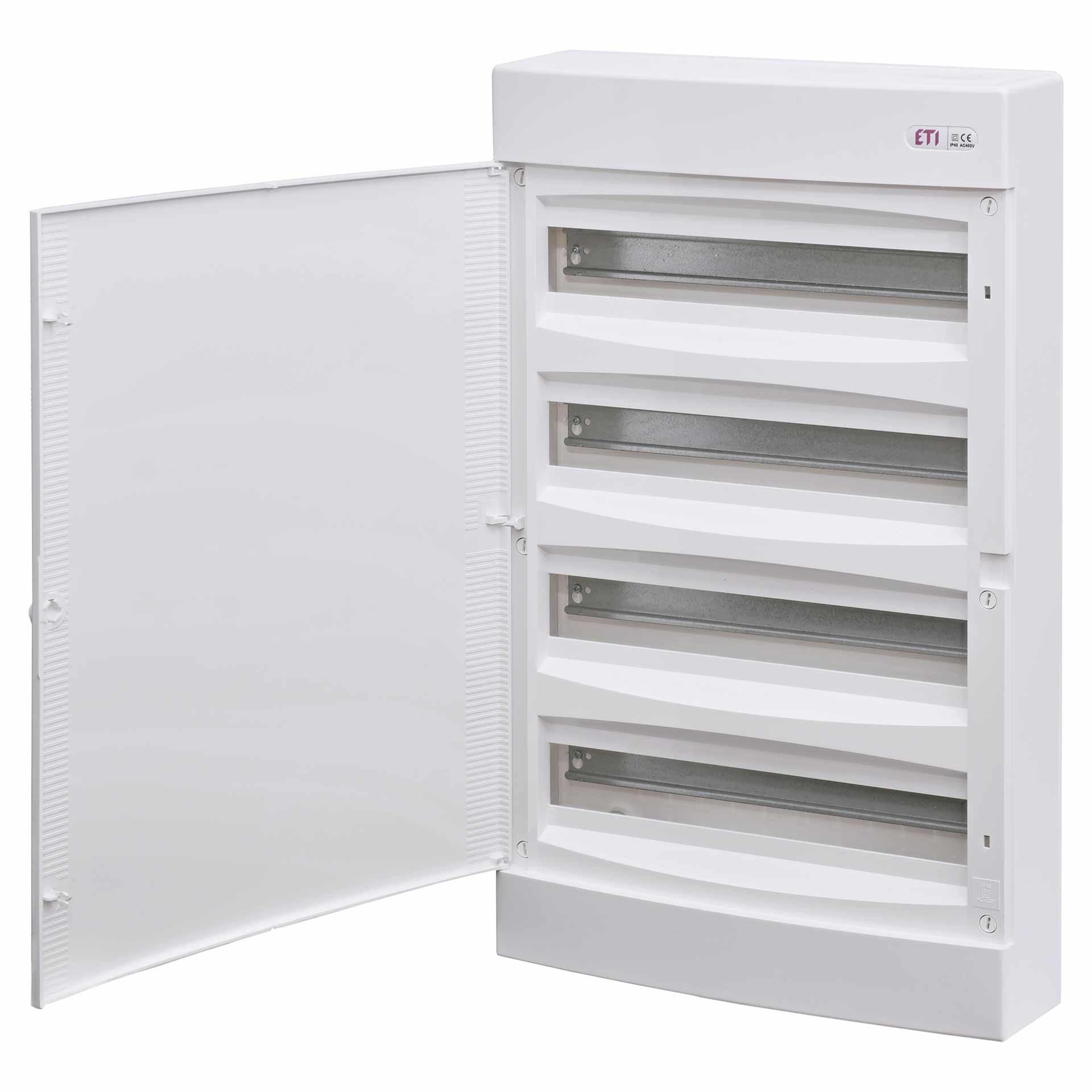 Aufputzverteiler mit weisser Tür "ECT-72-PO", IP40, 4x18 Modul (72M)
