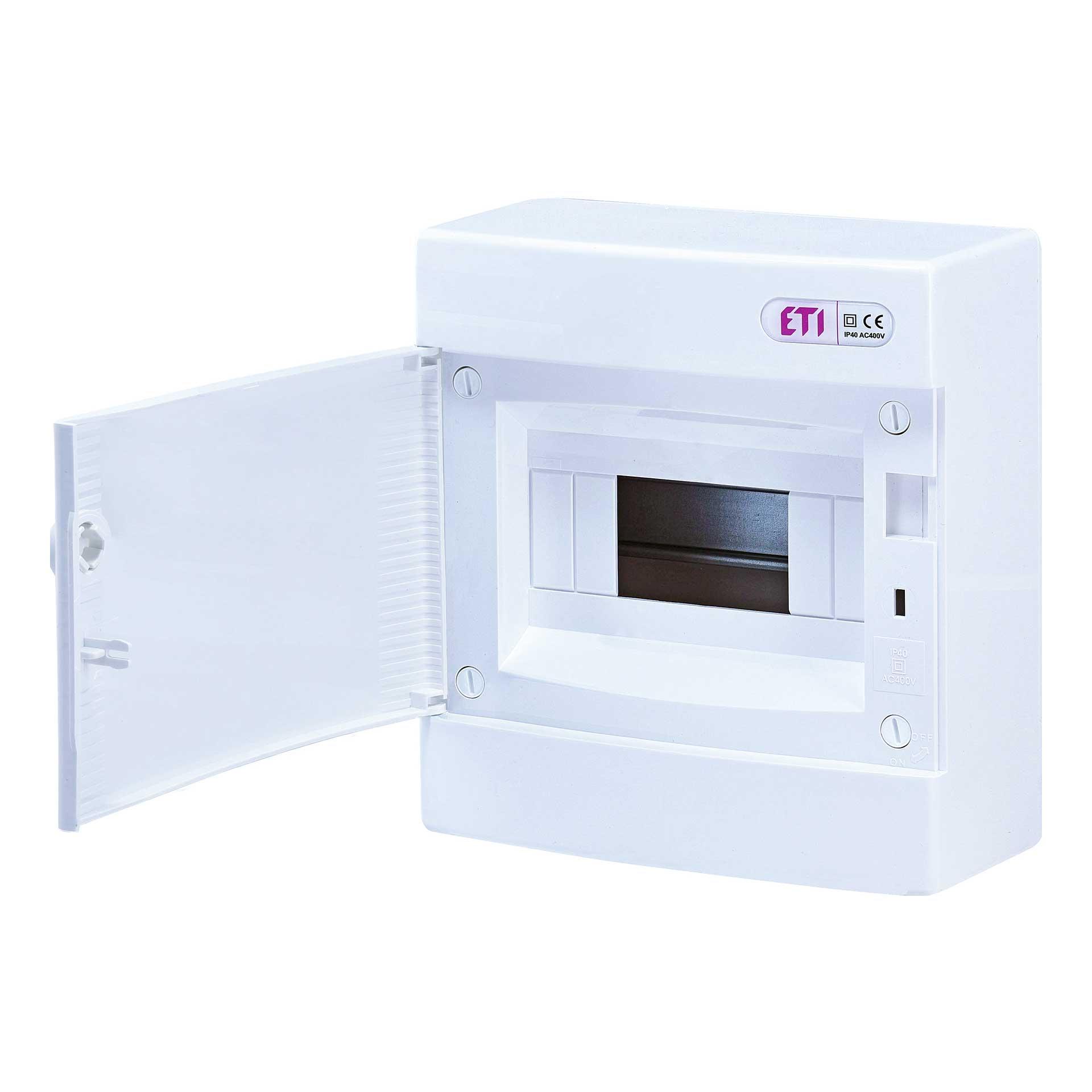 Aufputzverteiler mit weisser Tür "ECT-8-PO", IP40, 1x8 Modul (8M)