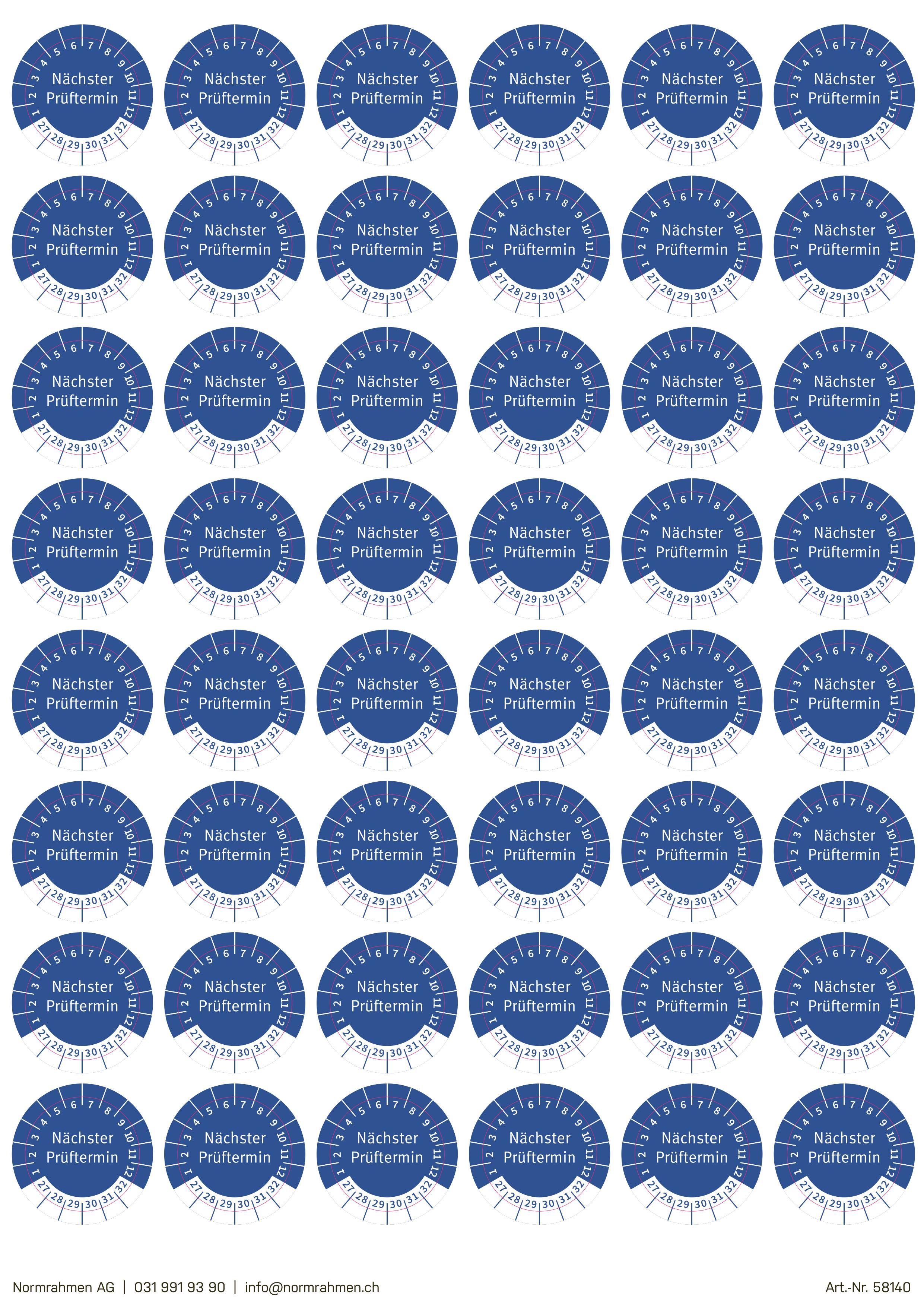 Prüftermin Sticker, Ø 26mm,  Jahr 2027-2032, VPE 48Stk. auf A4 Bogen