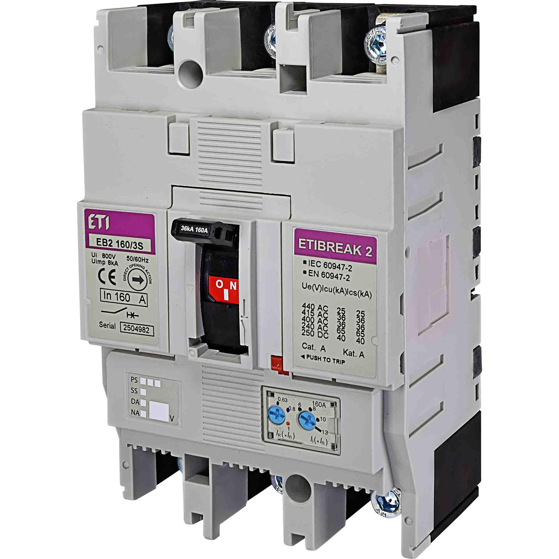 Leistungsschalter EB2 160/3S 160A, Icu 36kA / Ics 36kA