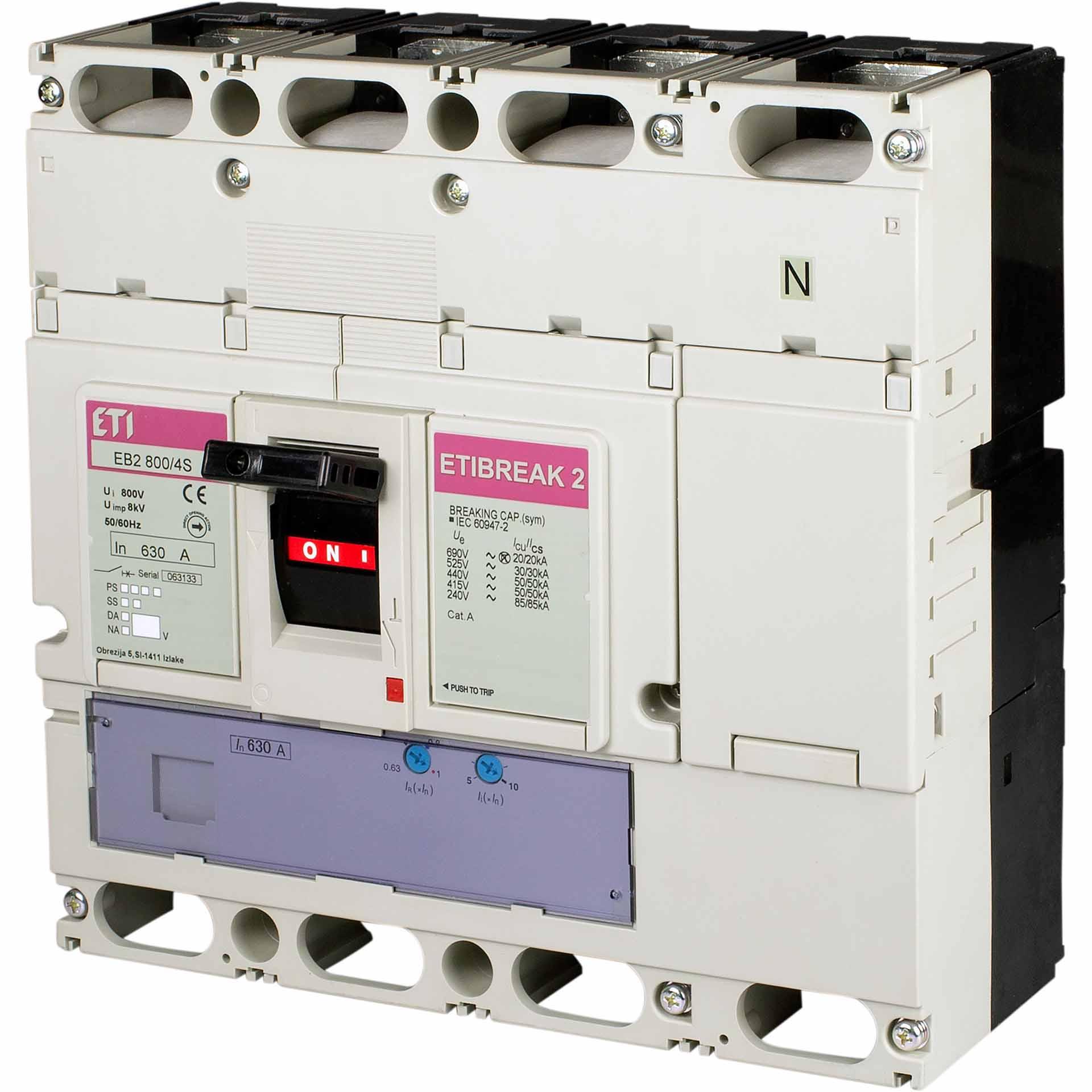 Leistungsschalter EB2 800/4S 630A, Icu 50kA / Ics 50kA