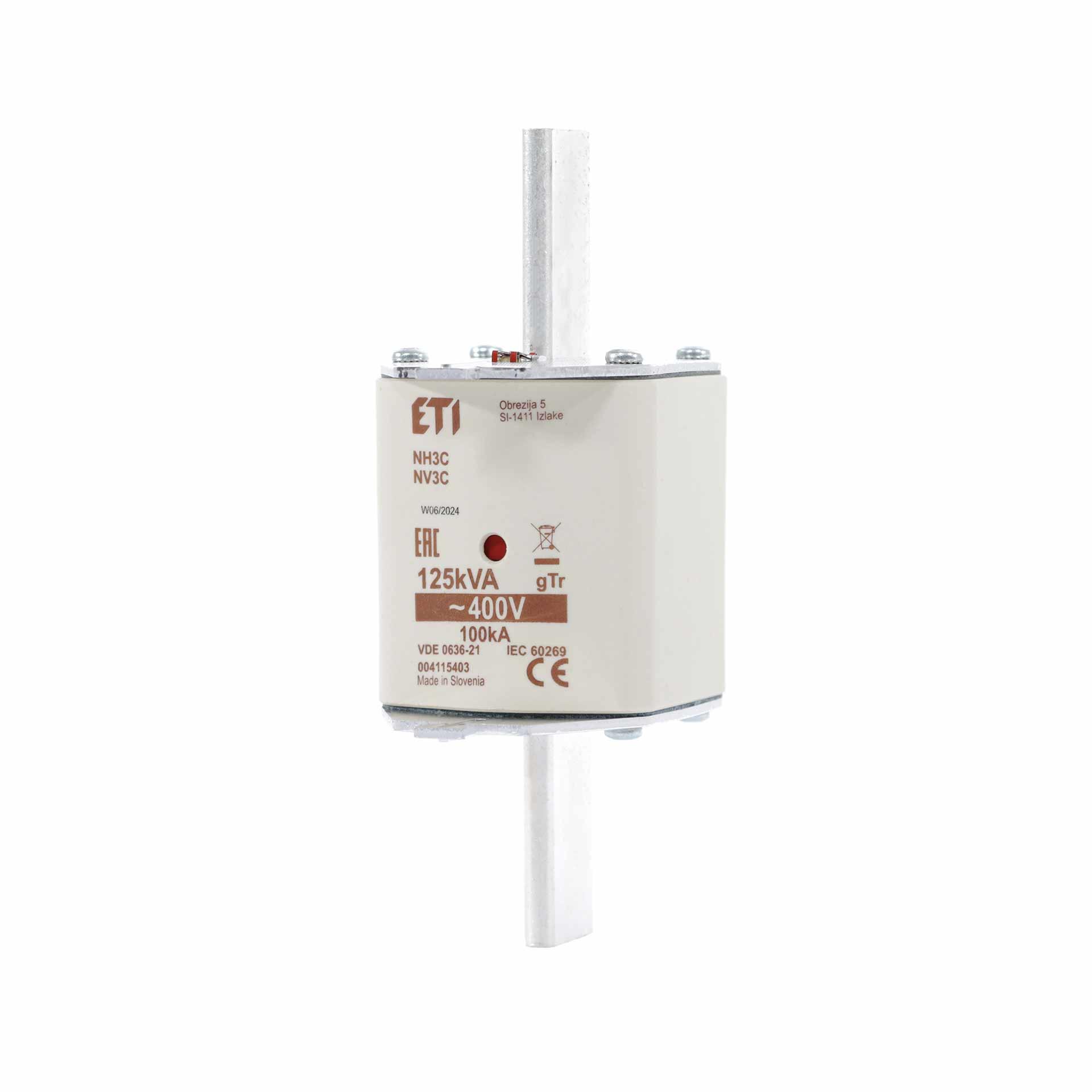 NH fuse size 3, 180A for transformer protection 125kVA, gTr