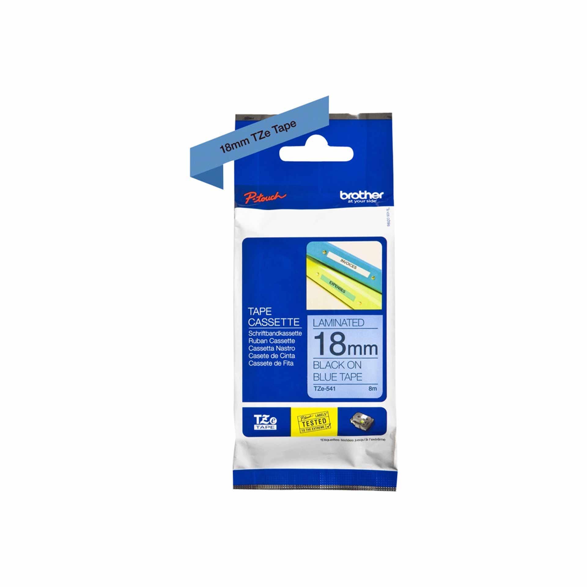 Schriftbandkassette Brother, 18mm x 8m, P-Touch TZE-541, Band blau / Schrift schwarz