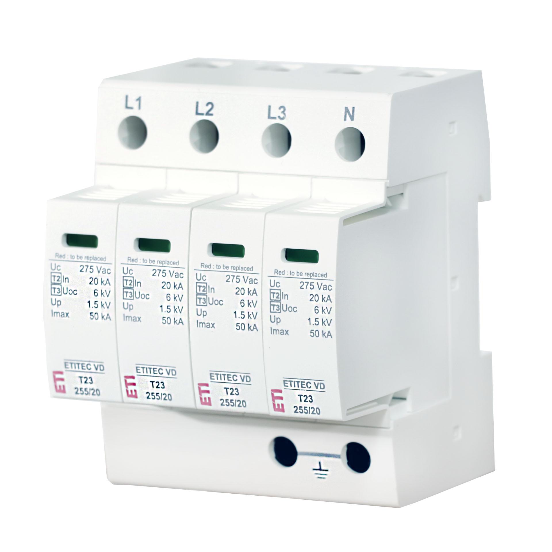 Überspannungsableiter Typ 2+3, ETITEC VD T23 255/12,5 4+0 RC Leckstromfrei, (TN-S)