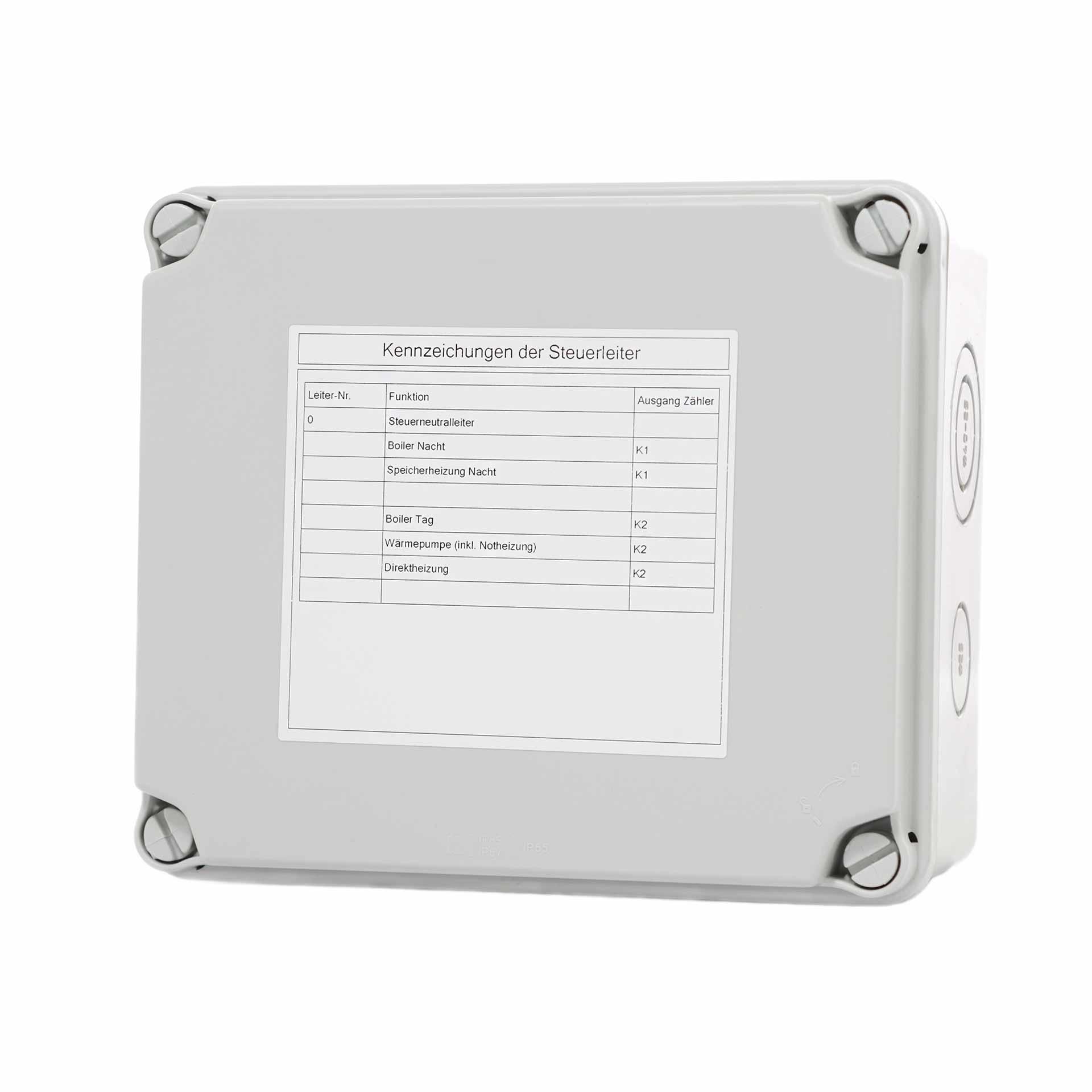 ICT-Box mit Klemmen & vorbereitet für Zählerplatten montage, inkl Steuerlegende, 155x179x100mm
