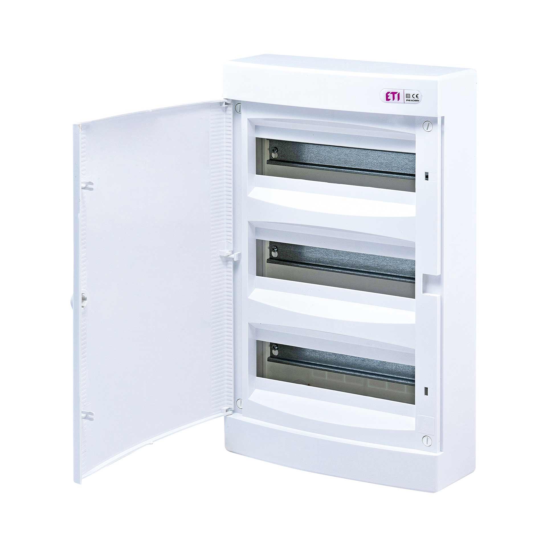 Aufputzverteiler mit weisser Tür "ECT-36-PO", IP40, 3x12 Modul (36M)
