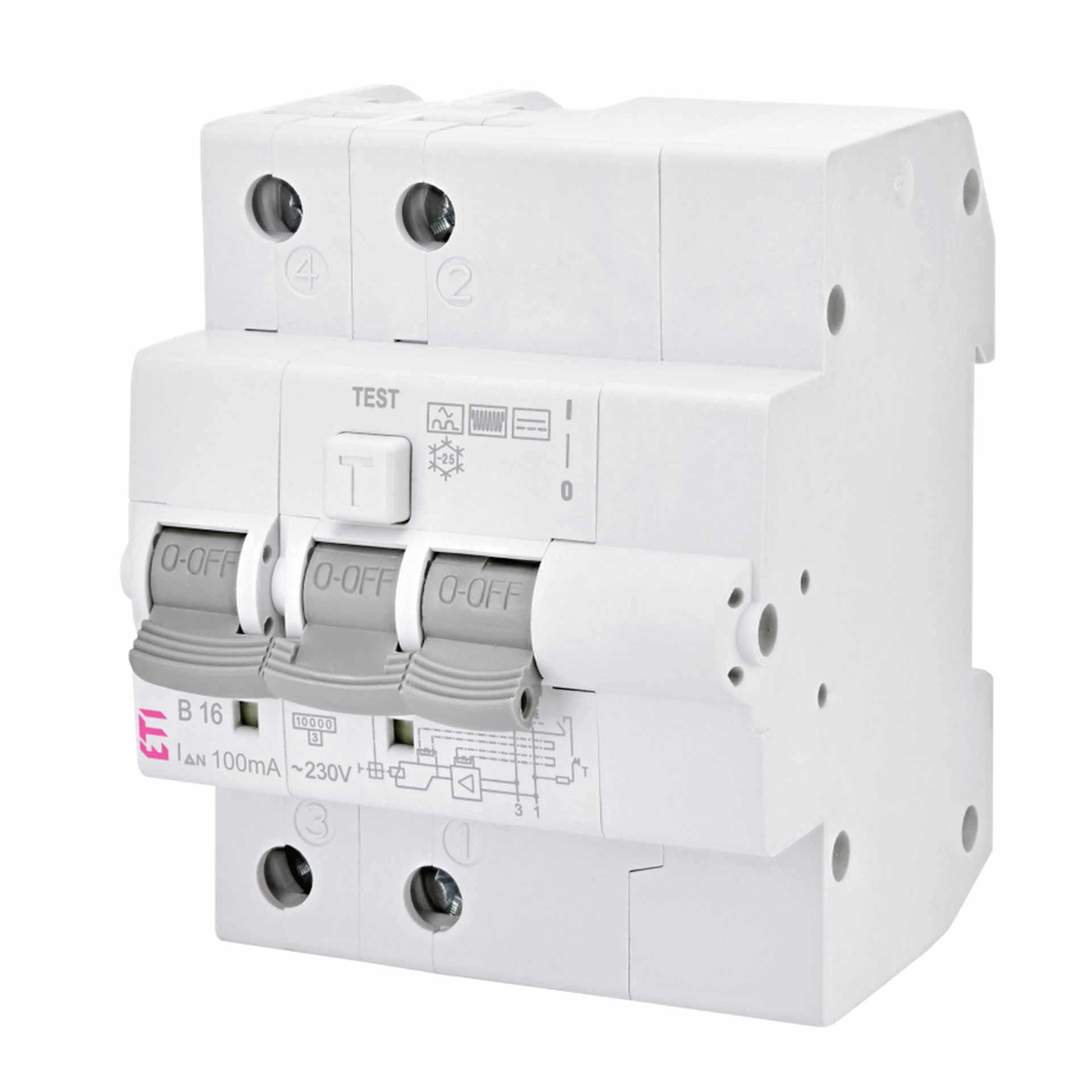 FI/LS,  KZS-4M, Typ-B, 2-polig, Charakteristik B / 16A, 10kA (0.1A)