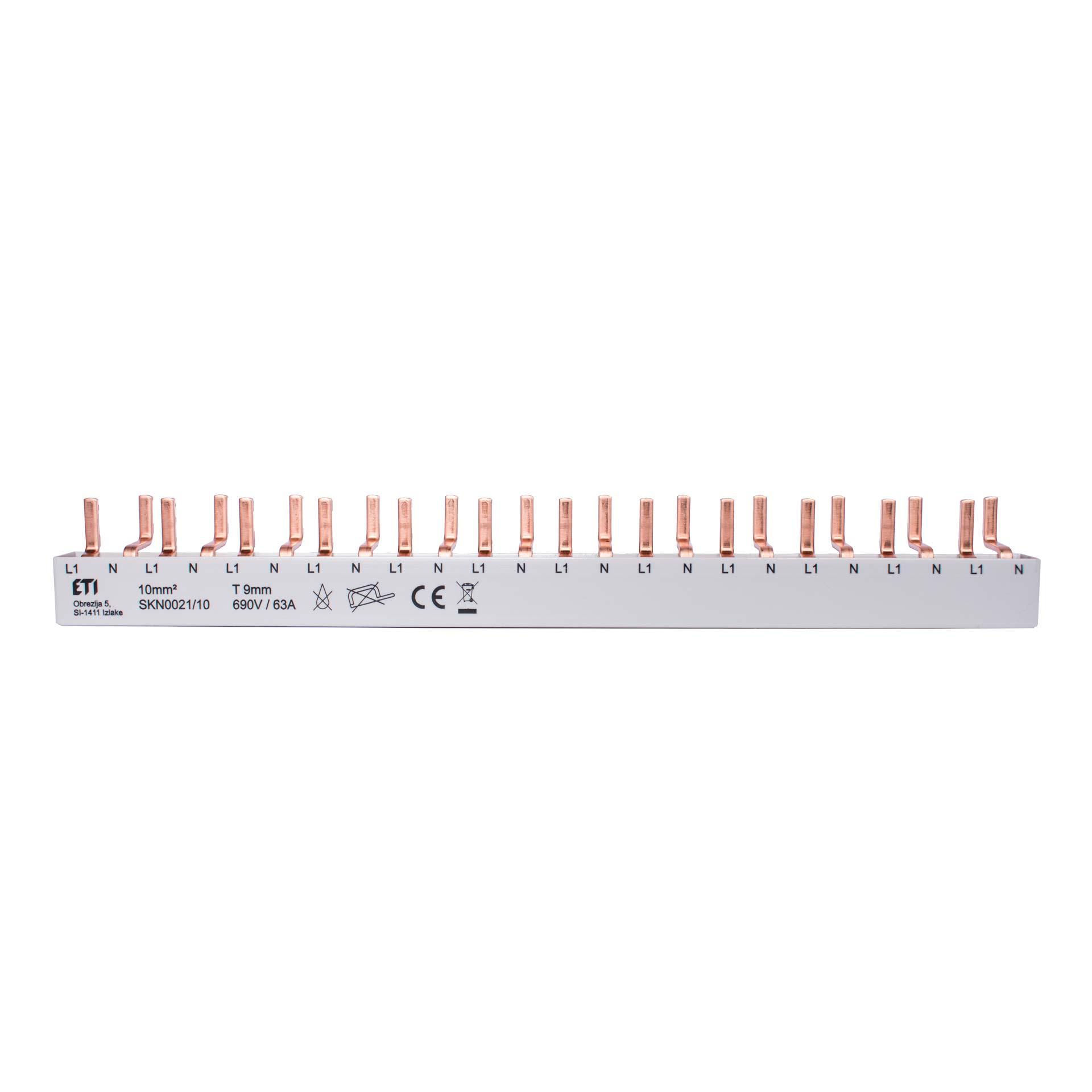 Isolierte Phasenschiene 10mm2, 63A (12x1PN-1MOD)