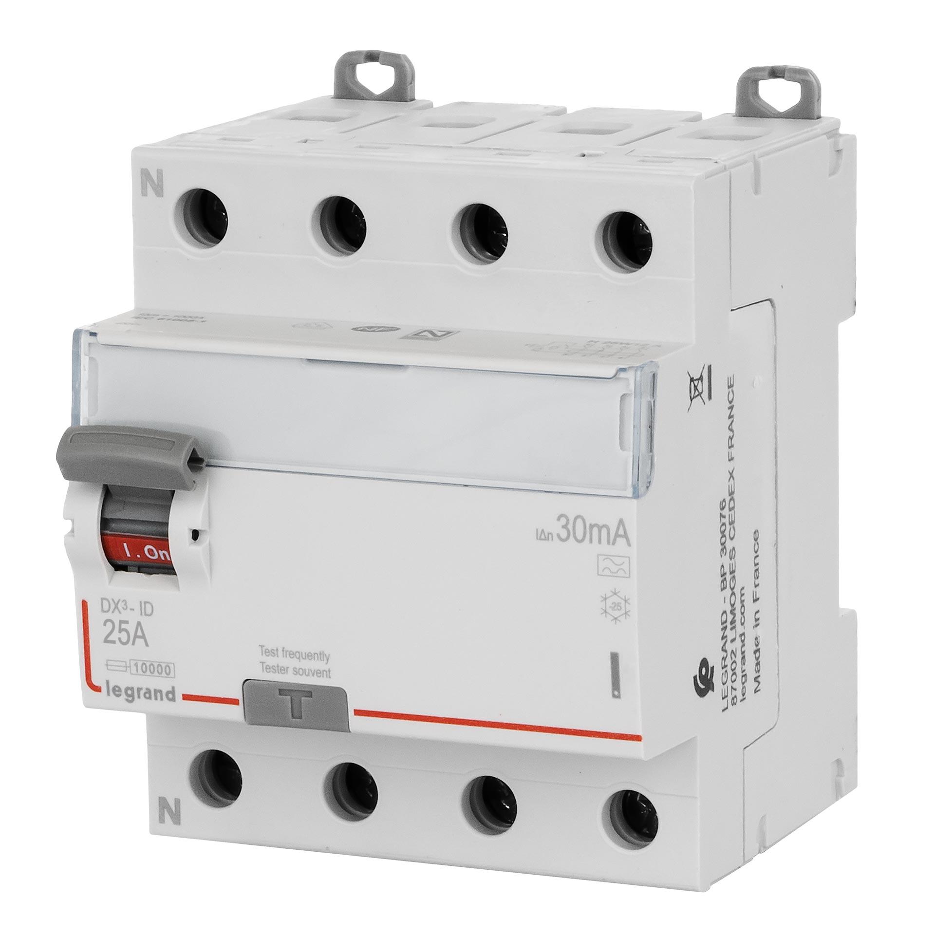 Fehlerstromschutzschalter Standard 4P, 25A (0.03A), Typ A, 10kA, N-links *