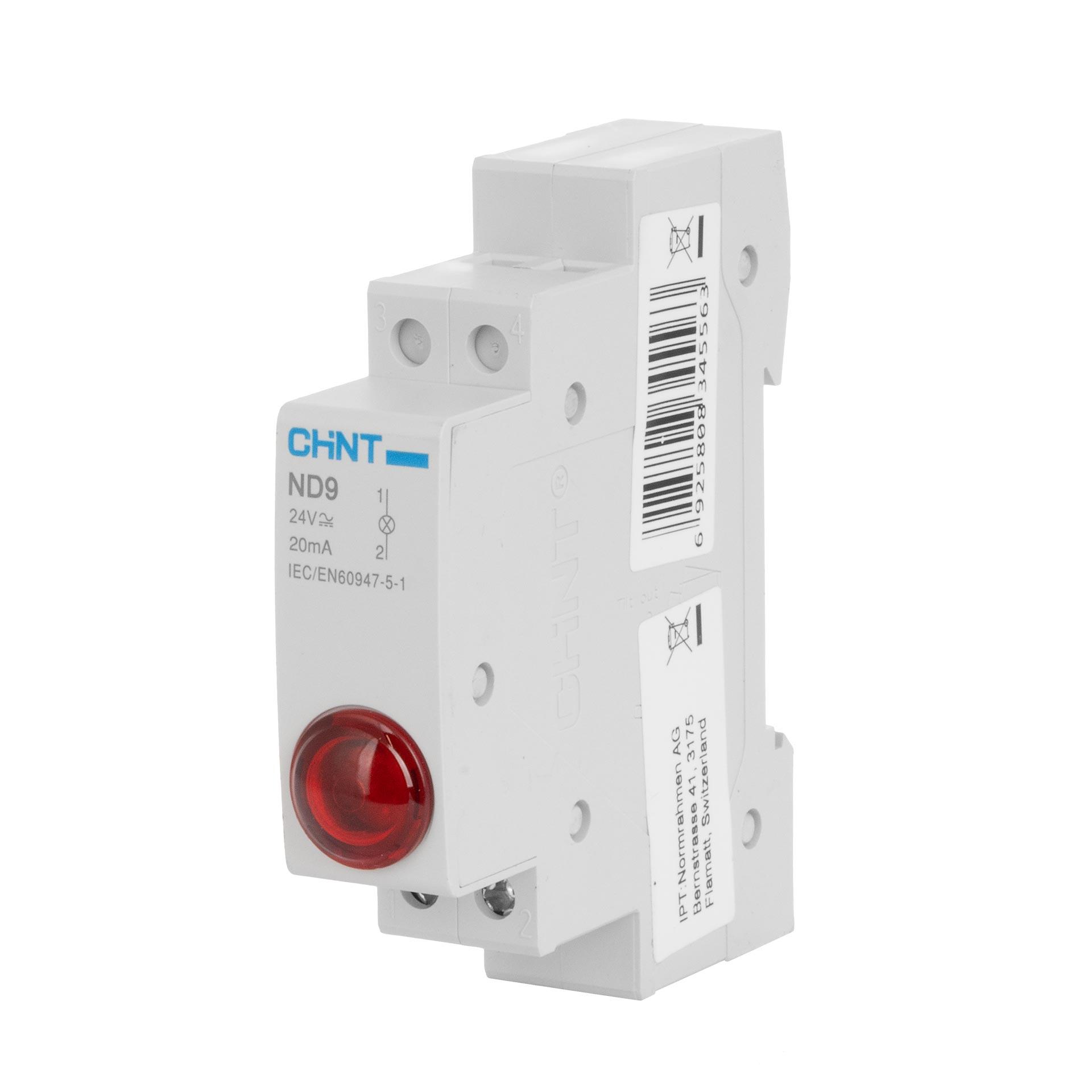 Chint REG Signal-Lampe (LED), 1-Modul, 24V AC/DC, rot, IP20, Typ ND9-1