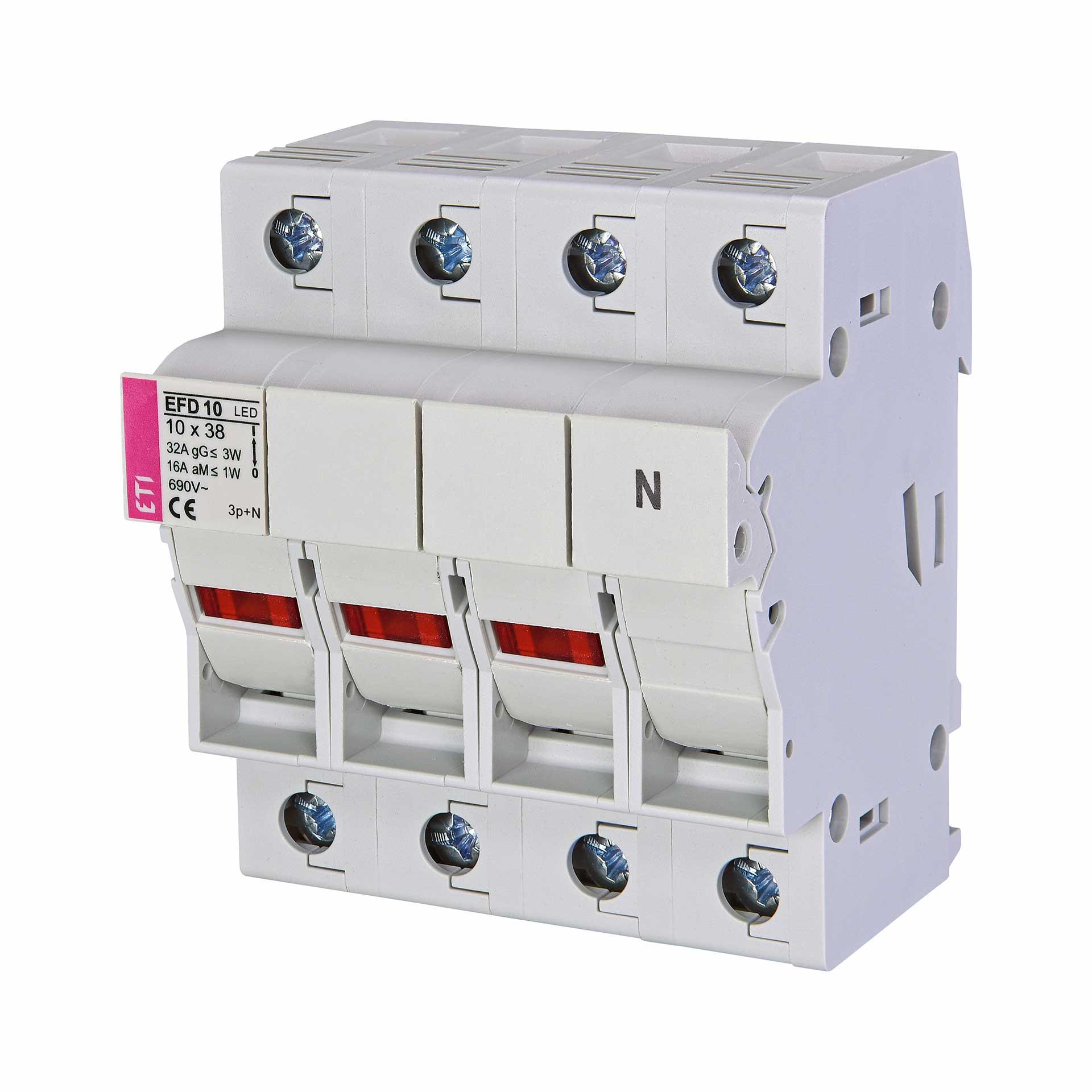 Sicherungstrennschalter EFD 10, 3P+N, LED-Anzeige, Max. 32A, Sicherung 10x38