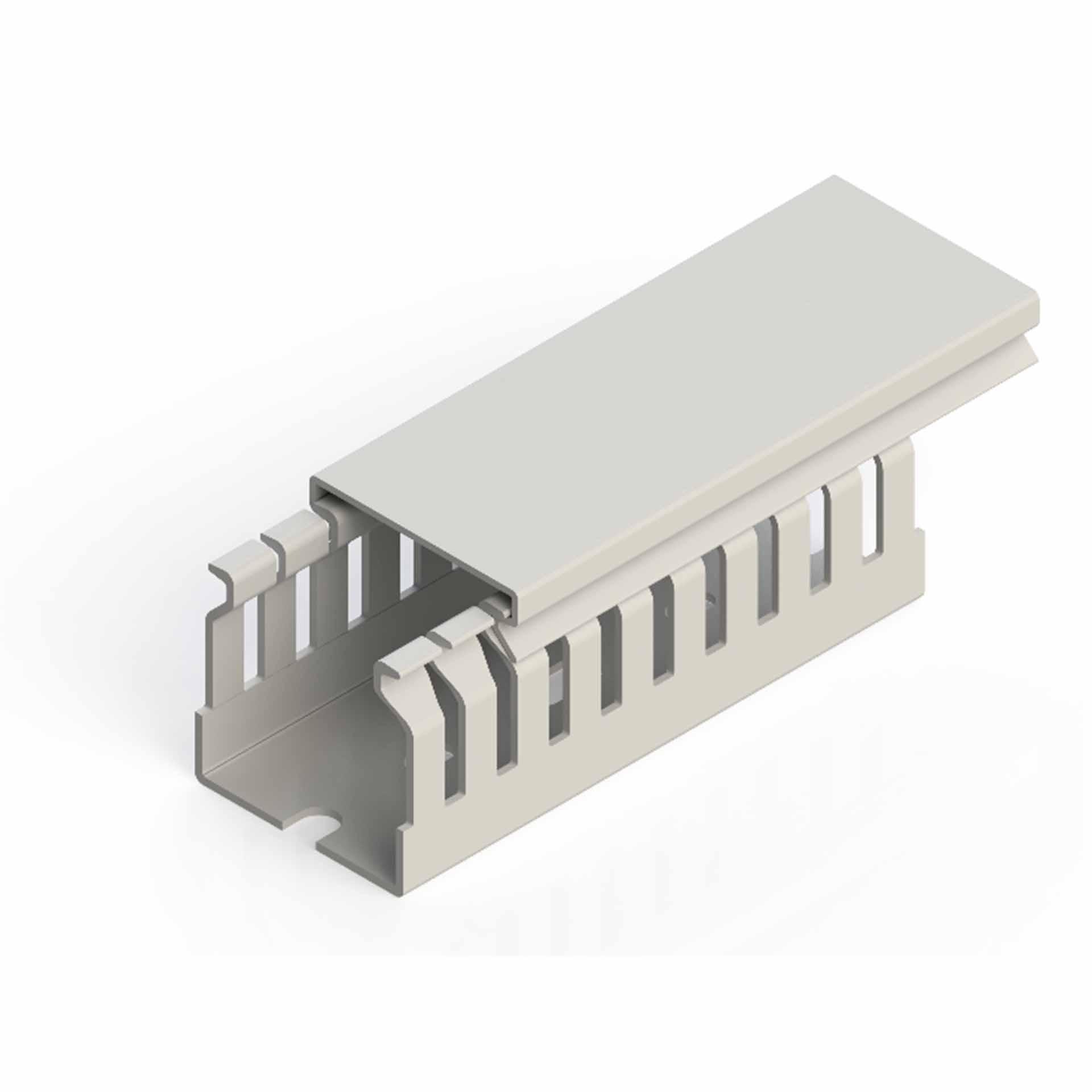 Kabelkanal halogenfrei lichtgrau (VK-GN) / 40x40mm (BxH) – Stegabstand 4 mm