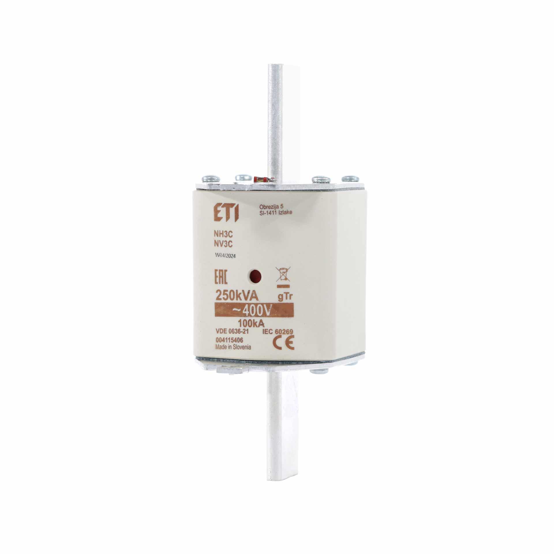 NH fuse size 3, 361A for transformer protection 250kVA, gTr
