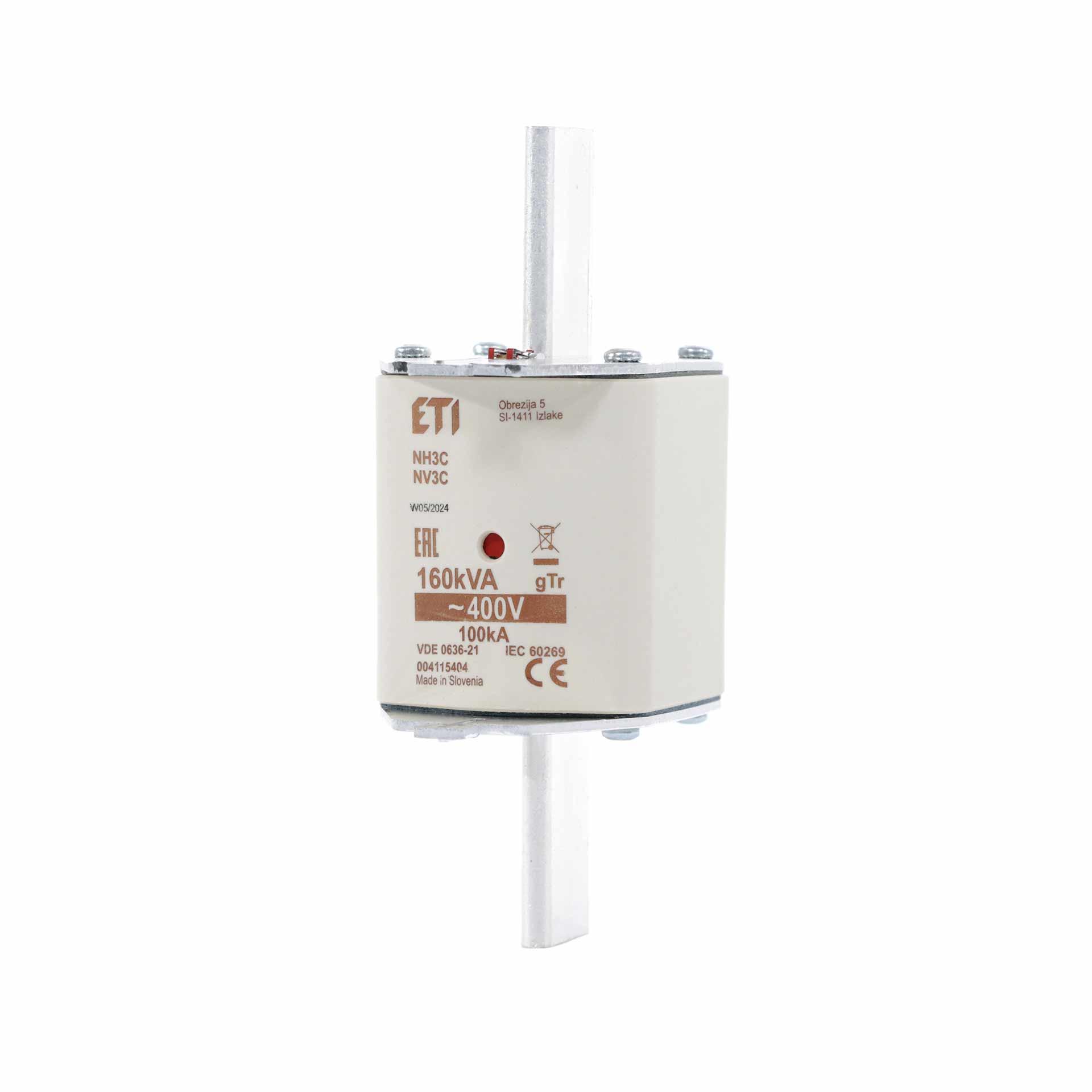 NH fuse size 3, 231A for transformer protection 160kVA, gTr