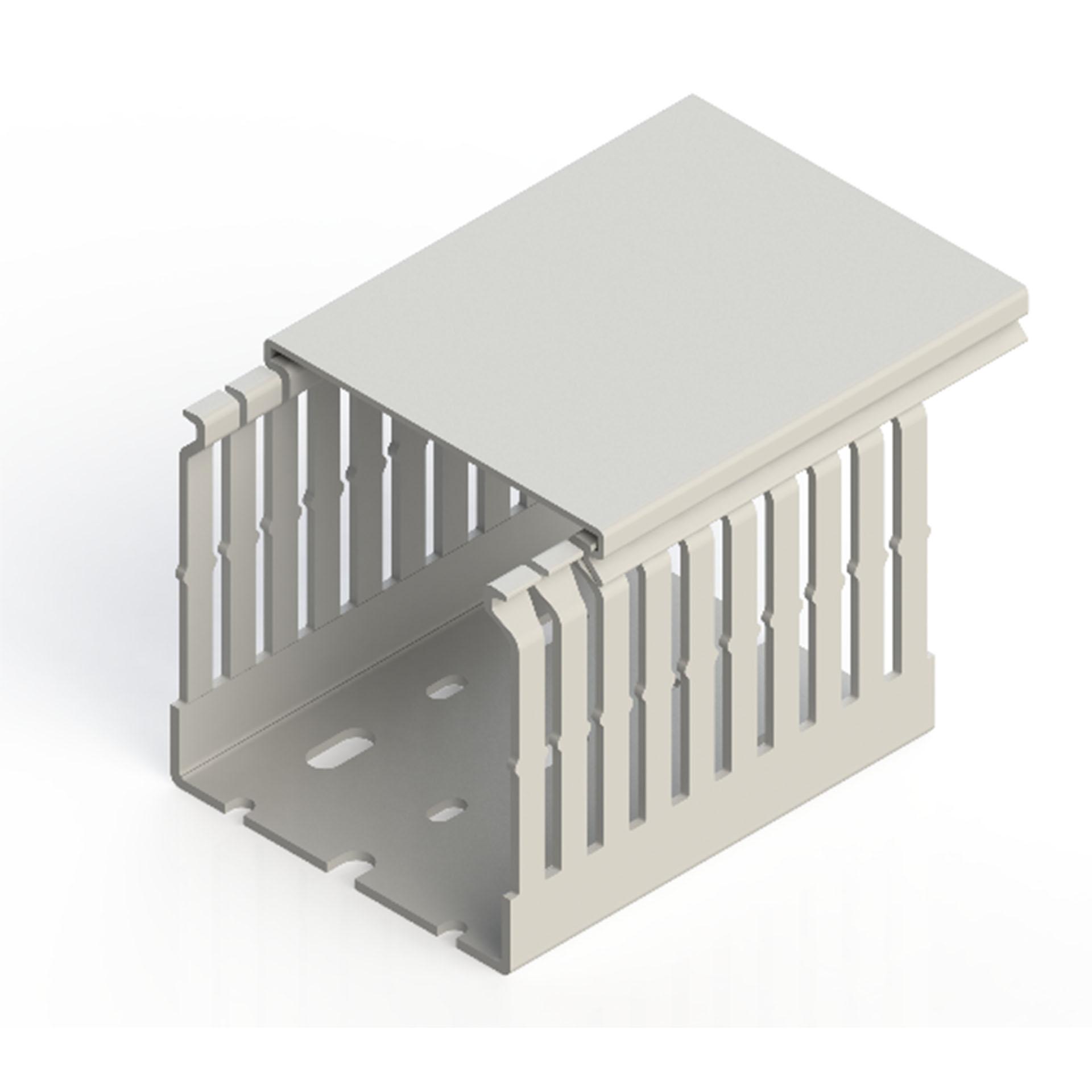 Kabelkanal halogenfrei lichtgrau (VK-GN) / 80x80mm (BxH) – Stegabstand 4 mm