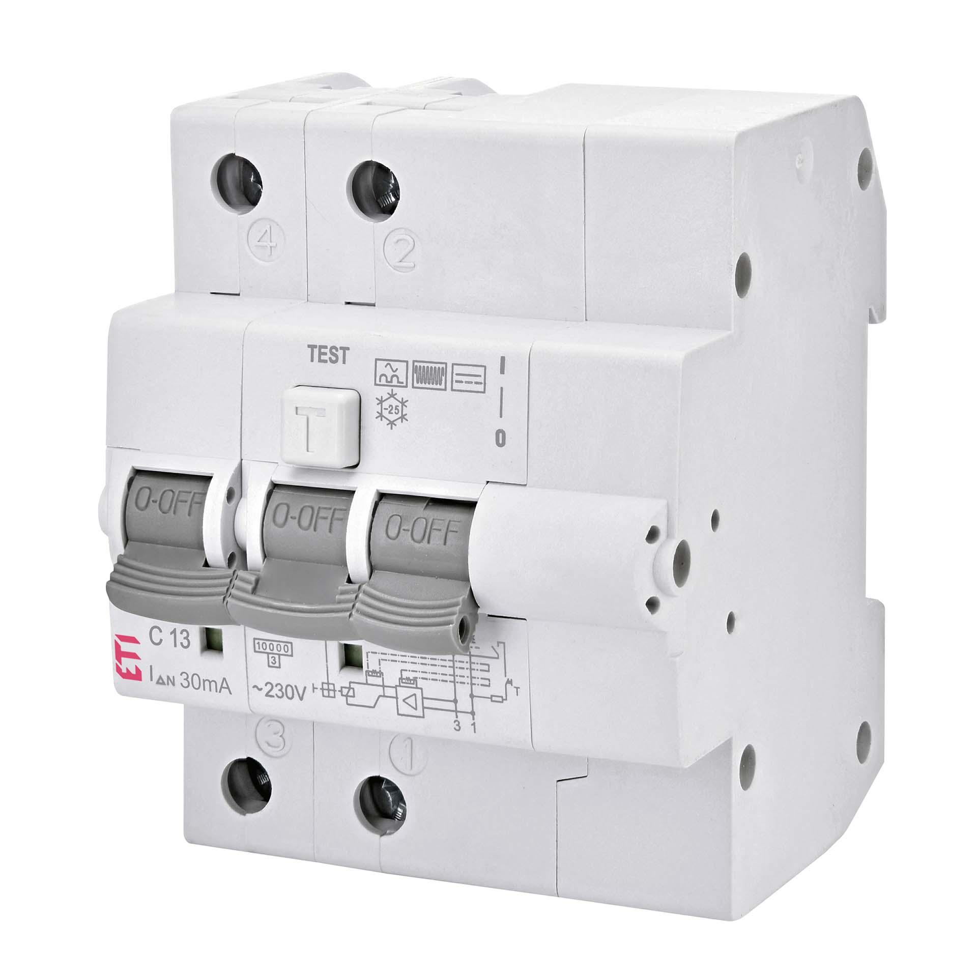 FI/LS,  KZS-4M, Typ-B, 2-polig, Charakteristik C / 13A, 10kA (0.03A)