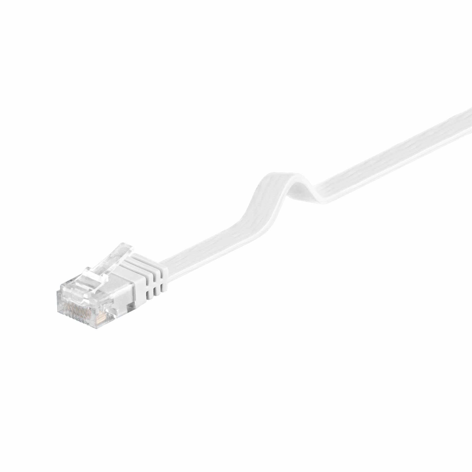 CAT 6 Flach-Patchkabel, RJ45, U/UTP, weiss, 2000mm