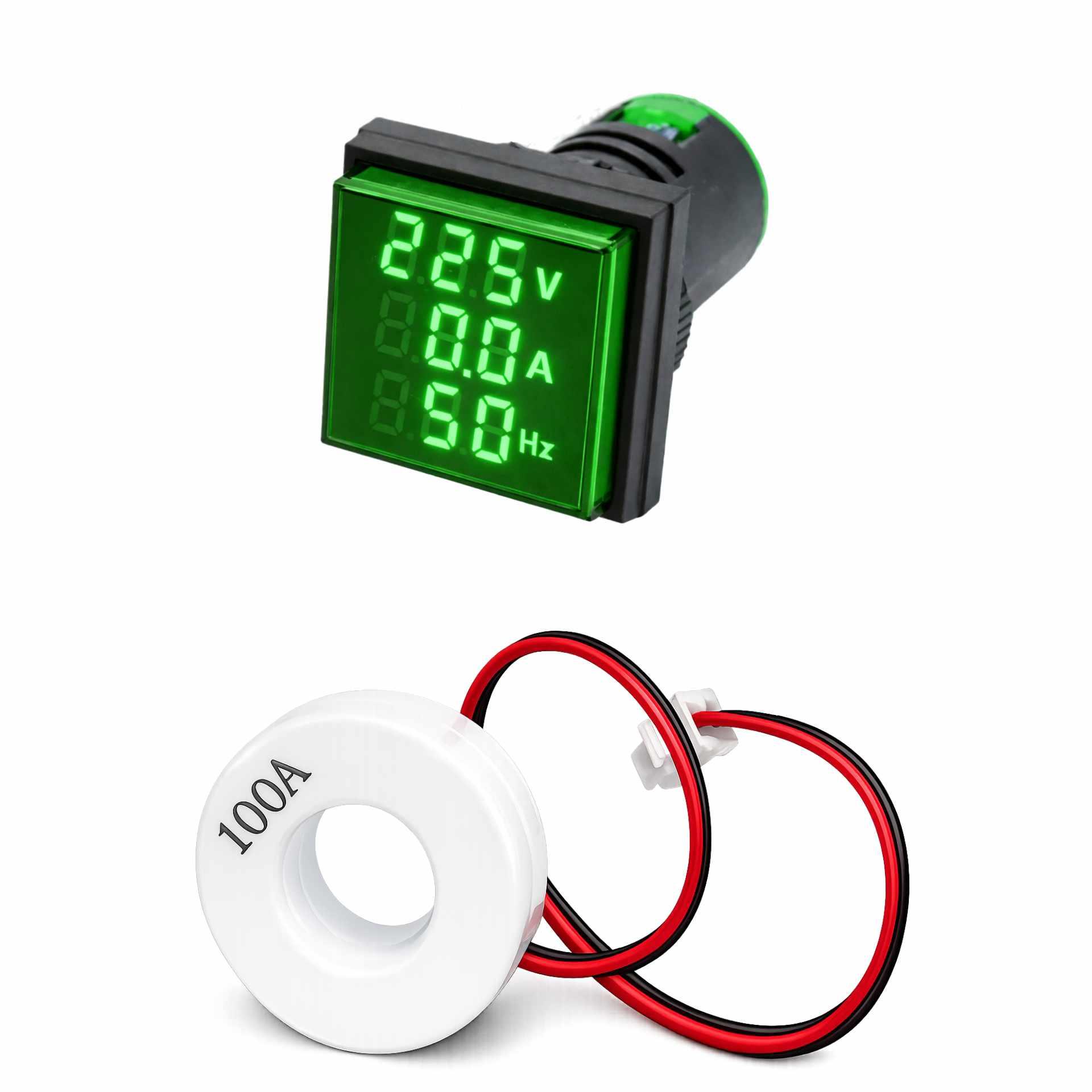 Chint Digitale LED-Einbauanzeige 22mm, Strom / Spannung / Frequenz, quadratisch, grün