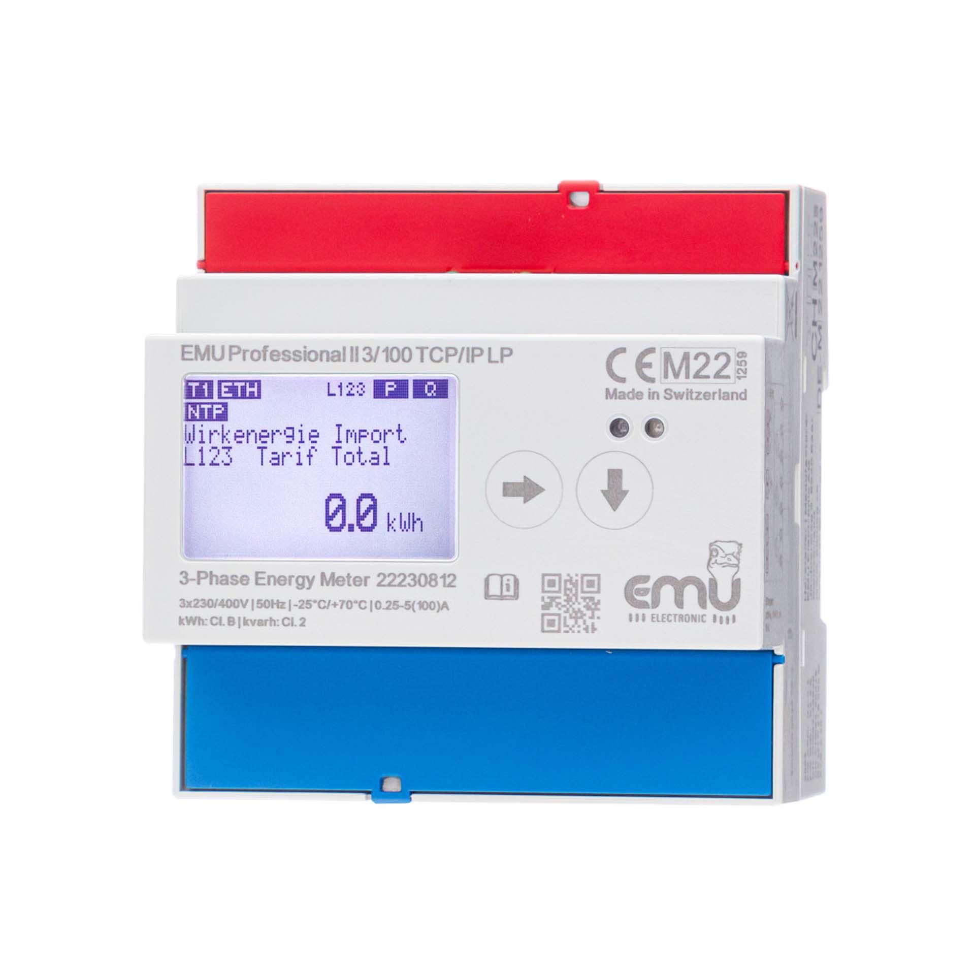 Energiezähler EMU Professional II 3/100, TCP/IP LP , MID B+D und PTB-A 50.7 Zulassung, 100A 3PN