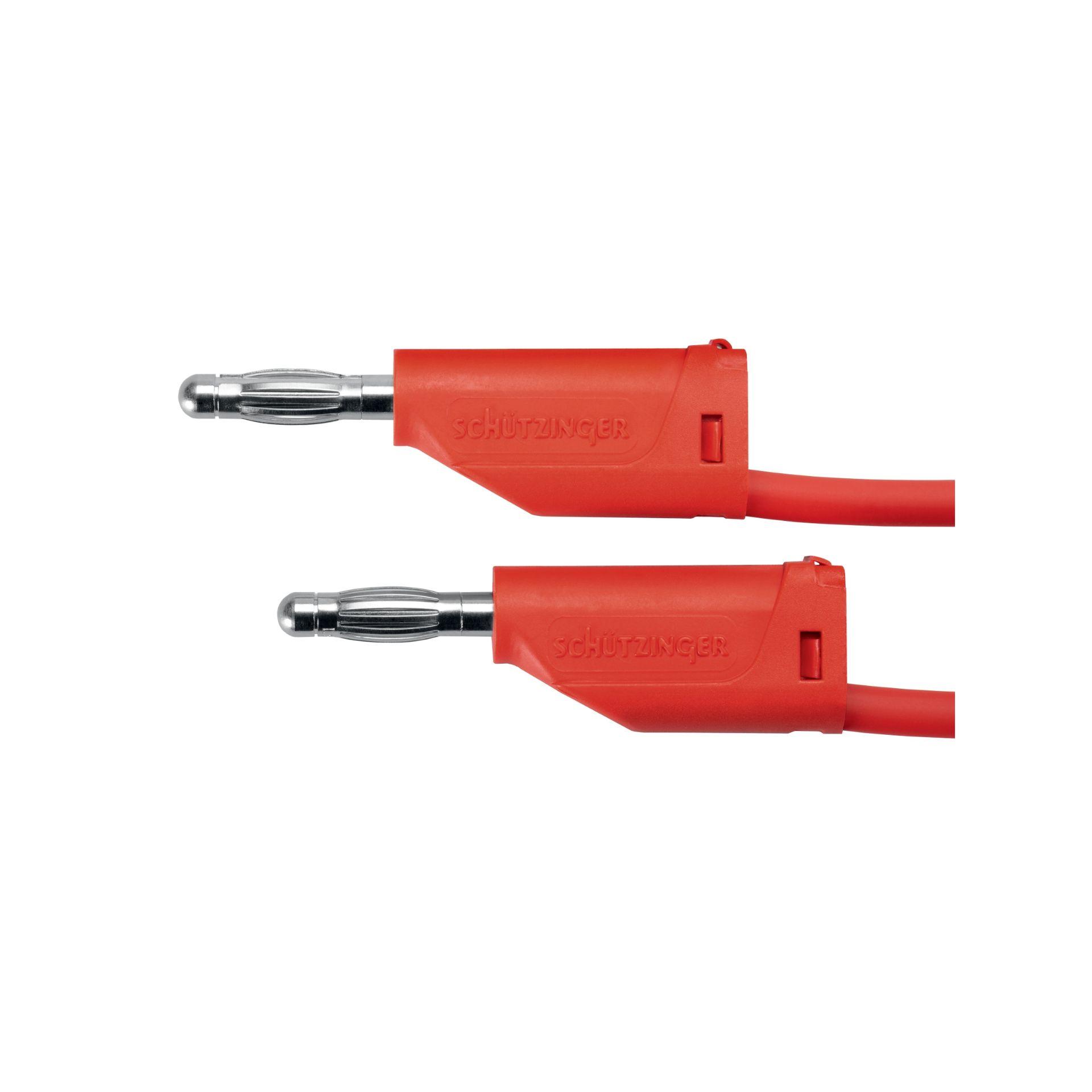 Messleitung 2 Federkorbstecker ø 4mm, 1mm2, 100cm, rot