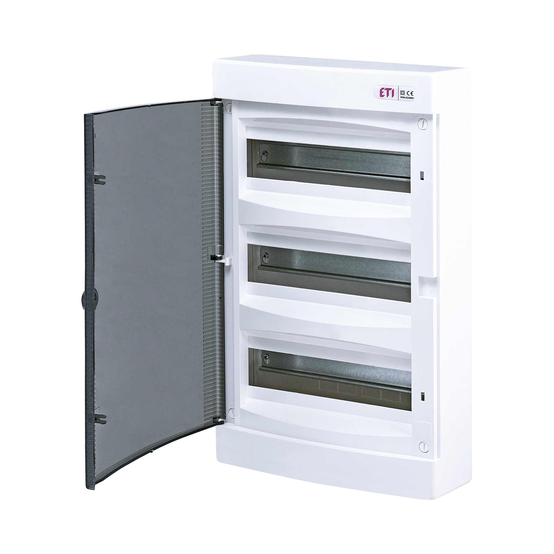 Aufputzverteiler mit transparenter Tür "ECT-36-PT", IP40, 3x12 Modul (36M)