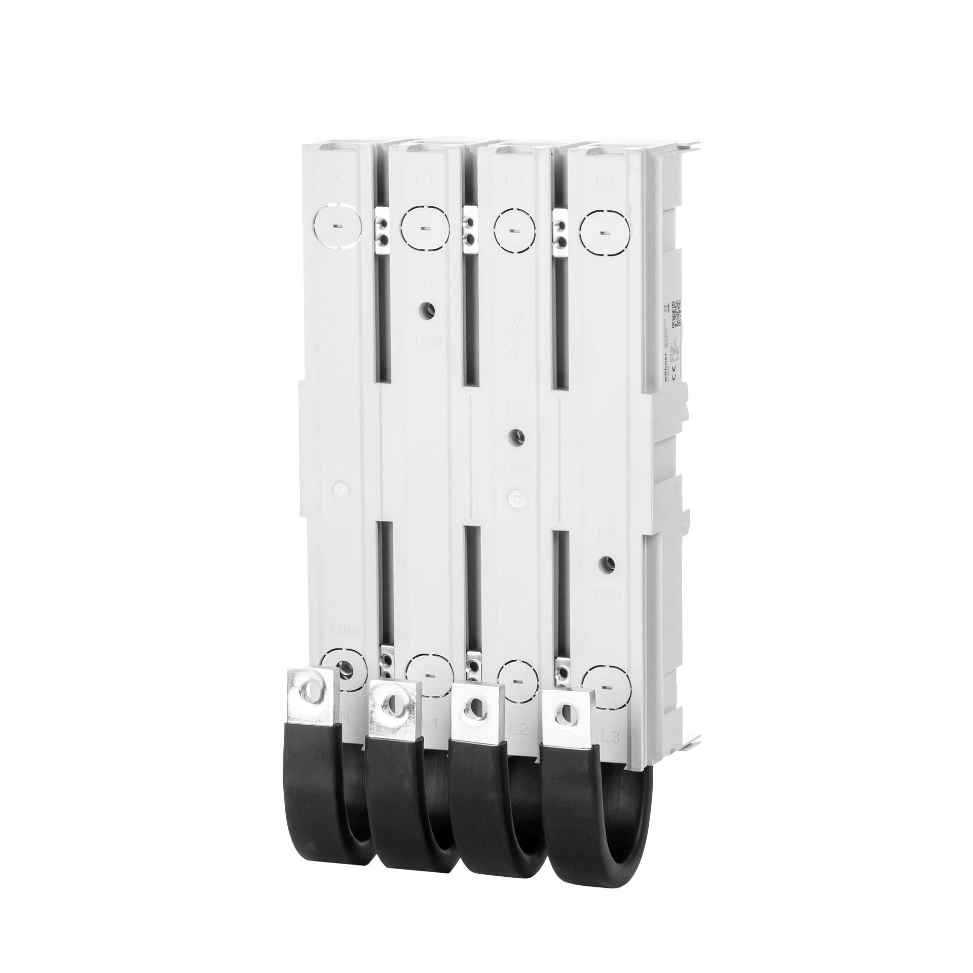 4P Sammelschienenadapter 560A,lamellierte Kupferschiene, Verbindung unten, N links, 187x350mm