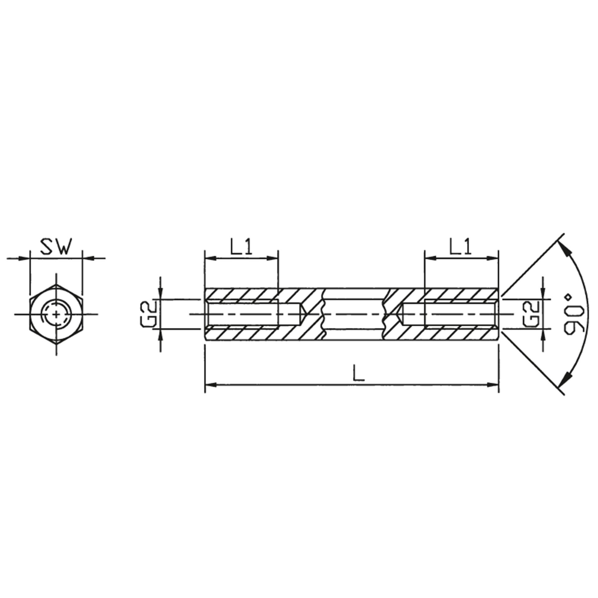 Distanzbolzen 40mm Länge Innen/Innen-Gewinde M3