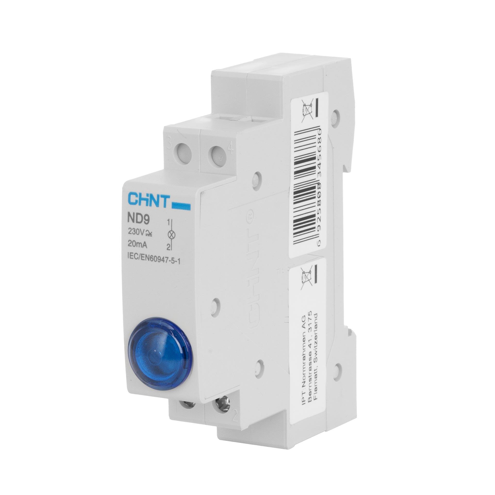 Chint REG Signal-Lampe (LED), 1-Modul, 230V AC/DC, blau, IP20, Typ ND9-1