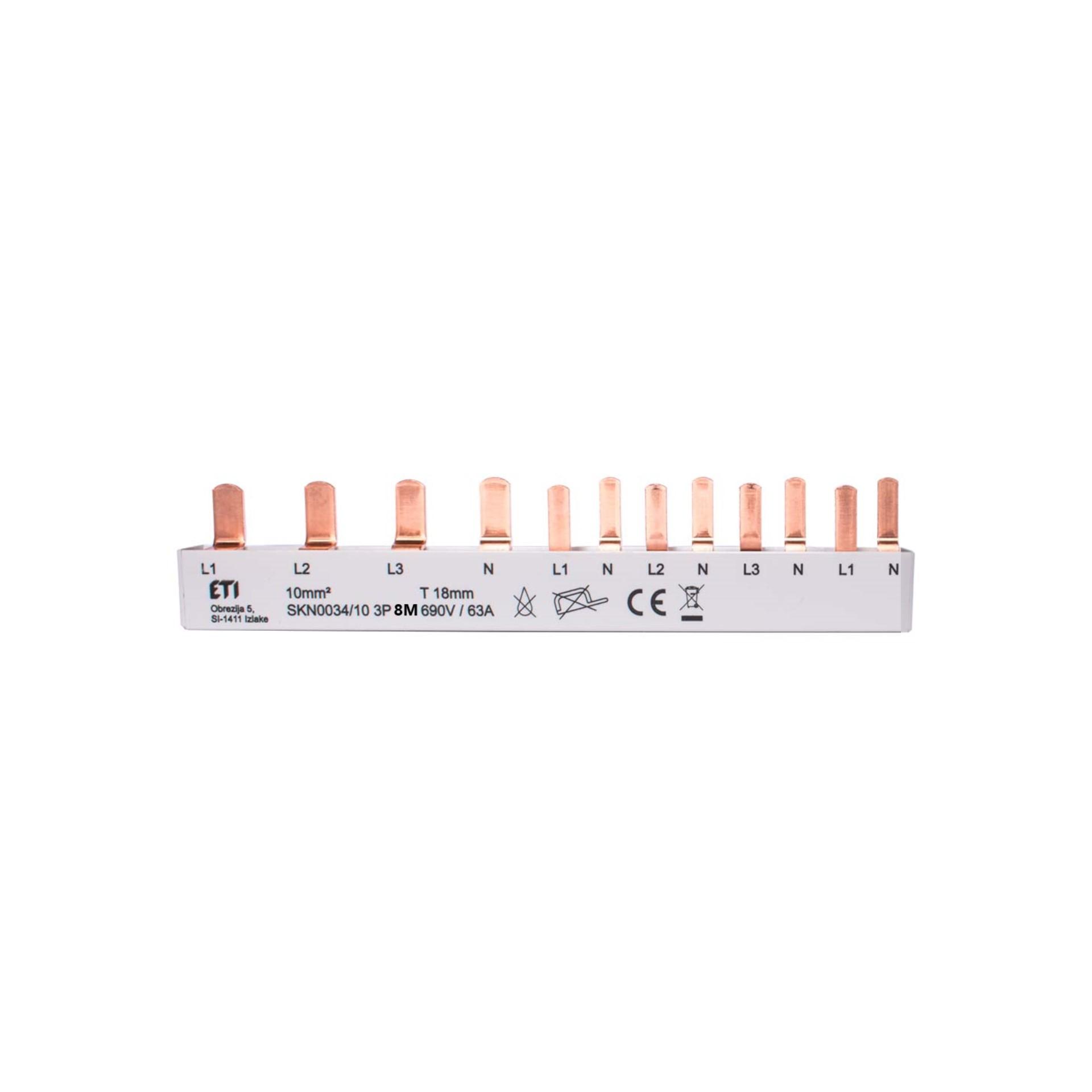 Isolierte Phasenschiene 10mm2, 63A (1x3PN, 4x1PN-1MOD)