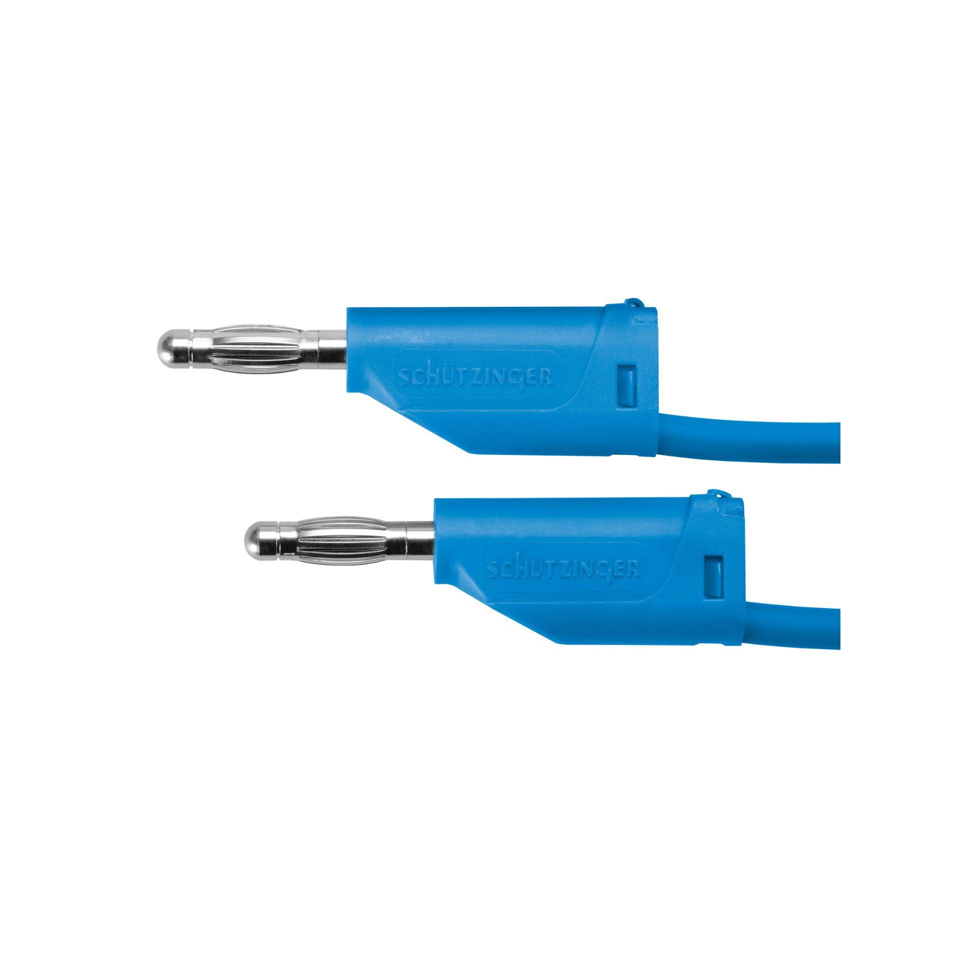 Messleitung 2 Federkorbstecker ø 4mm, 1mm2, 100cm, blau