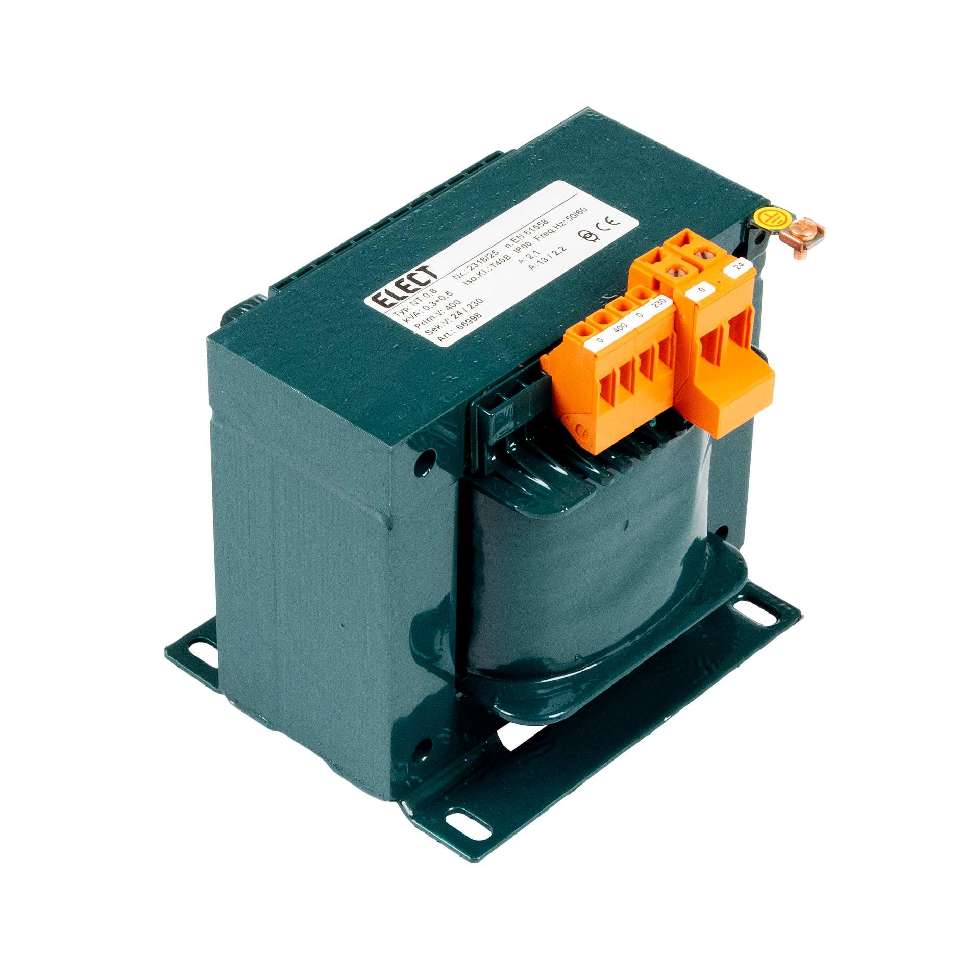 Einphasen Transformator 400V, 800VA (500VA+300VA), 230VAC / 24VAC, 2.17 A / 12.5A