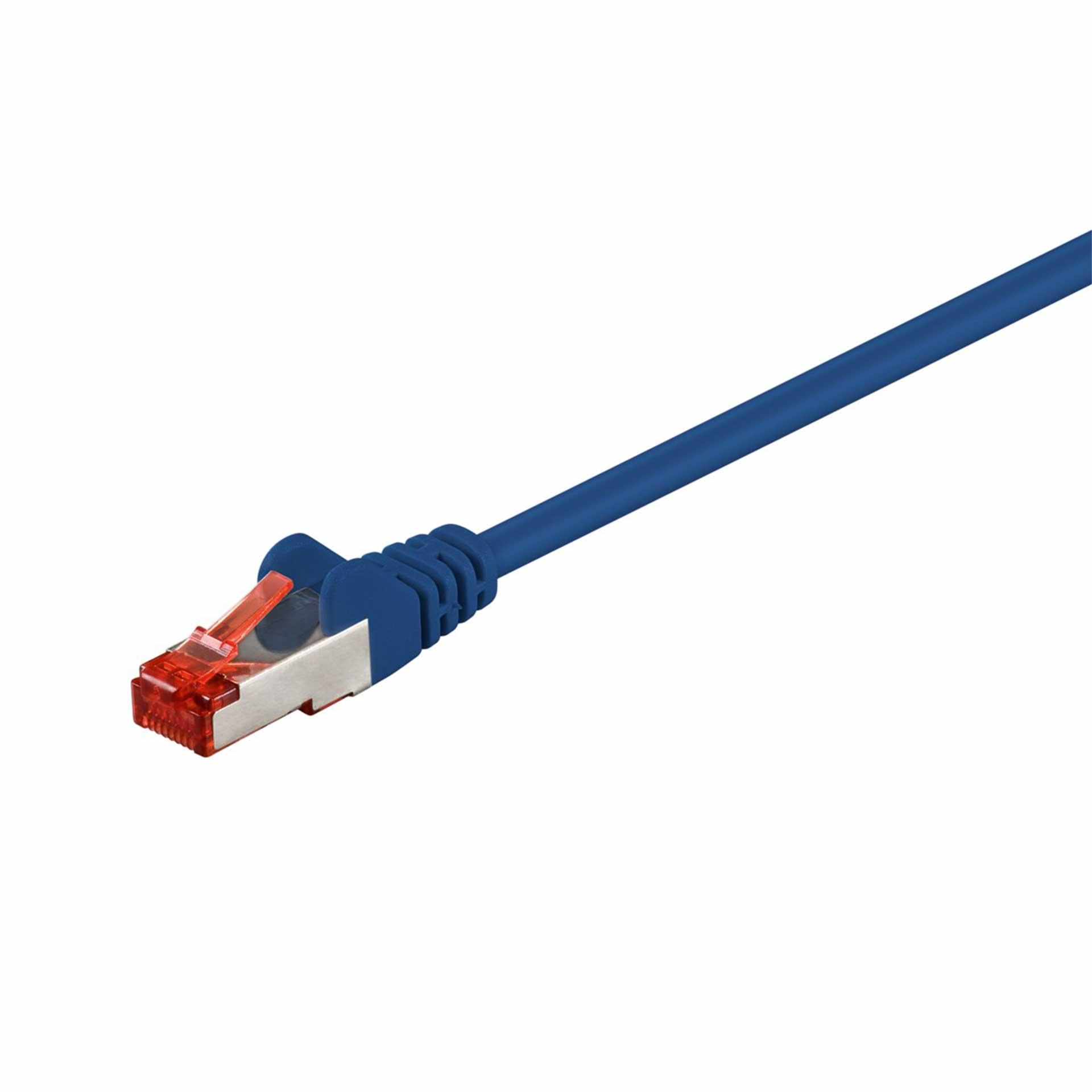 CAT 6 Patchkabel, S/FTP (PiMF), 250mm, LSZH halogenfrei, blau