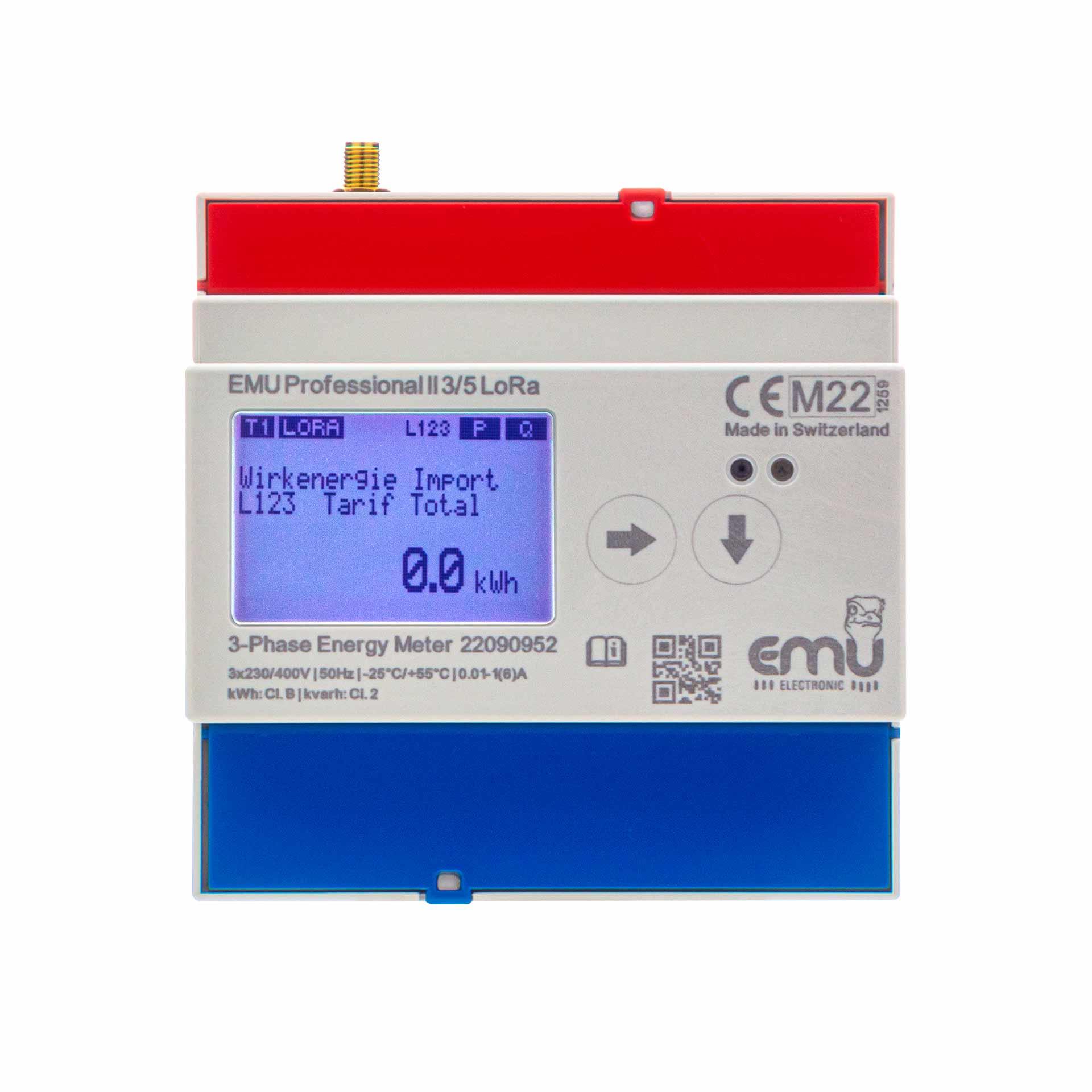 Energiezähler EMU Professional II 3/5, LoRa, E-Antenne, MID B+D Zulassung, Wandlermessung 3PN