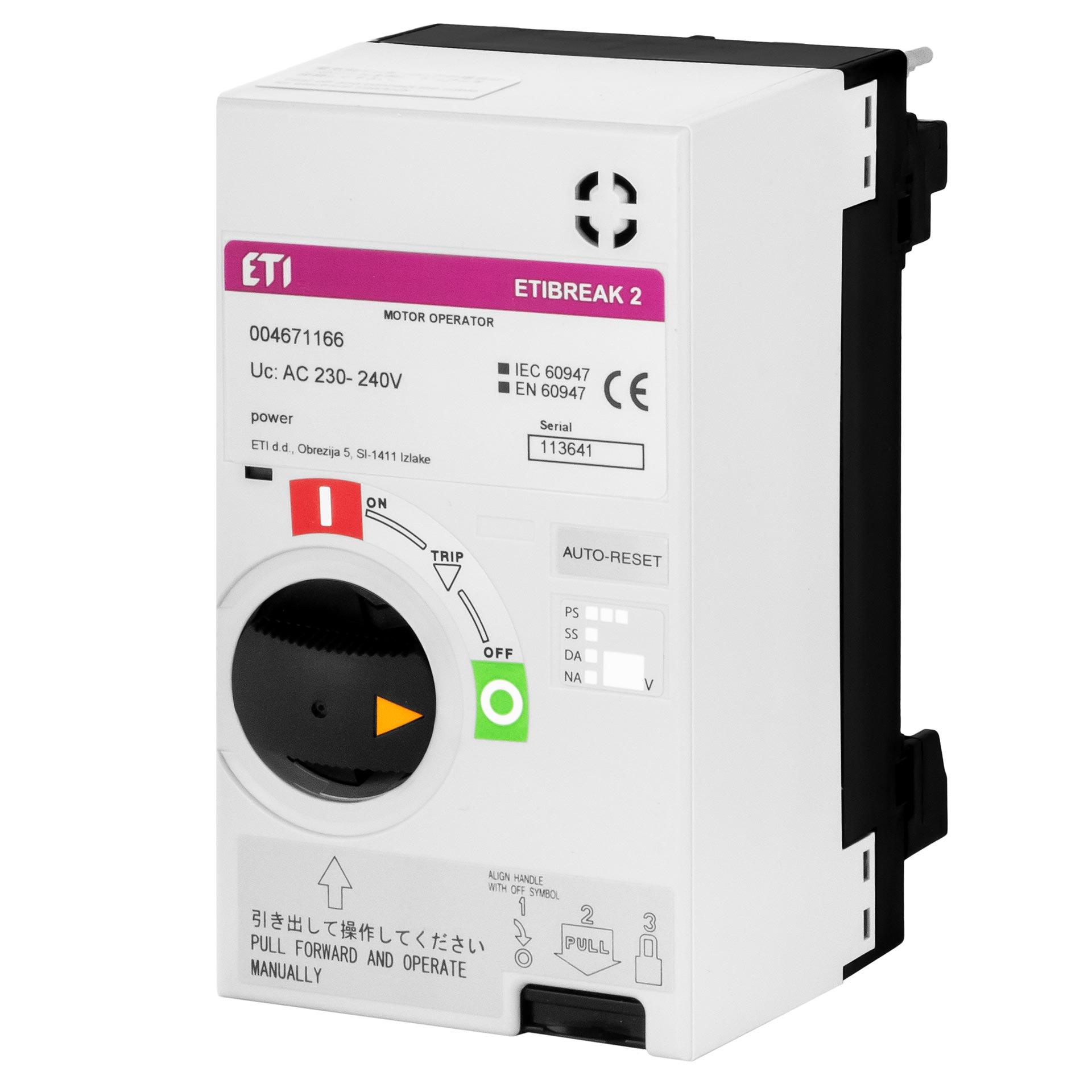 Elektromotorantrieb MO2 125, 230-240VAC, mit Reset, für EB2 125