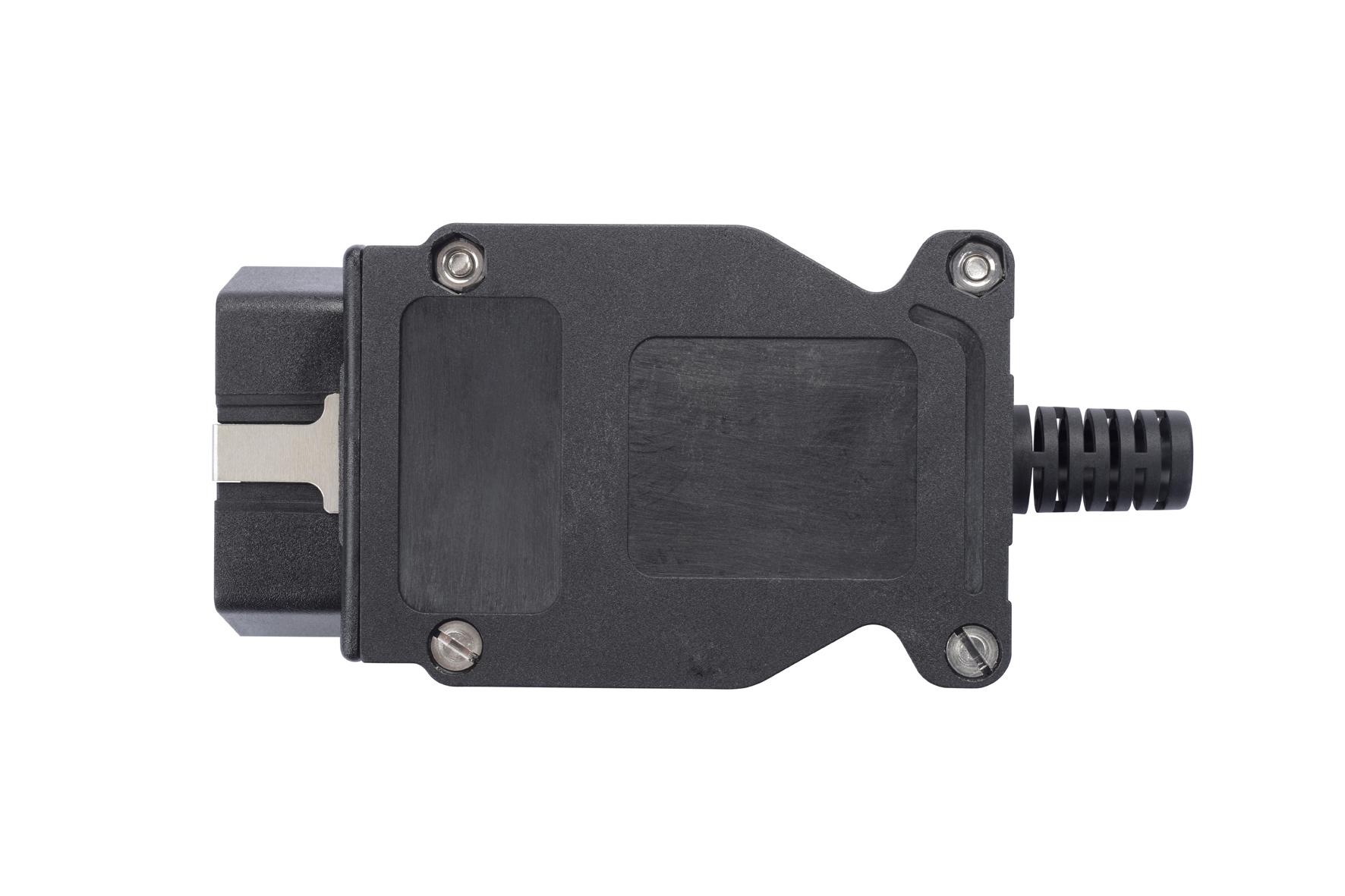 Set mit OBD-2-Stecker 24V und Knickschutztülle für Kabel bis Ø 8 mm, Kontakte vergoldet