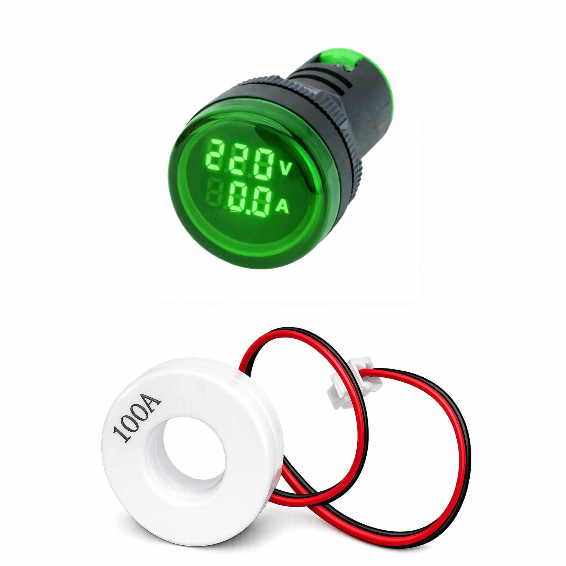 Chint Digitale LED-Einbauanzeige 22mm, Strom / Spannung, rund, grün 