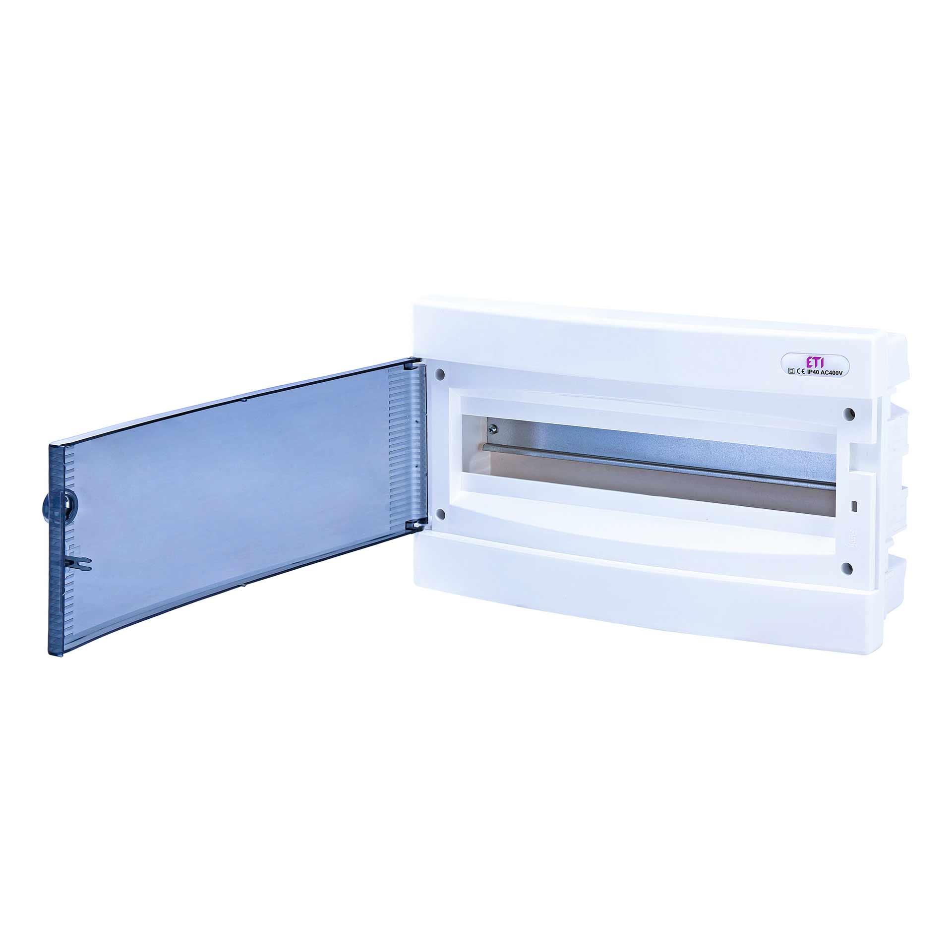Unterputzverteiler mit transparenter Tür "ECM-18-PT", IP40, 1x18 Modul (18M)