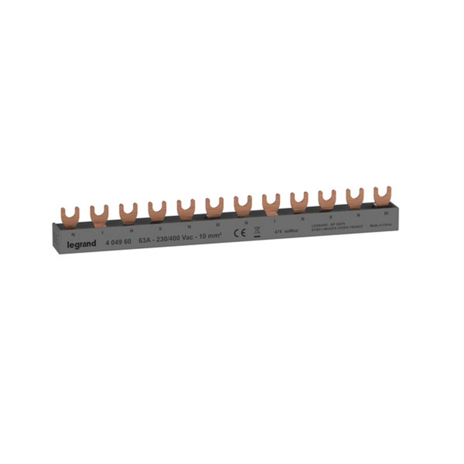 Gabelkammschiene HX3standard 2L, 12TE, 63A, verteilt auf 3-Phasen