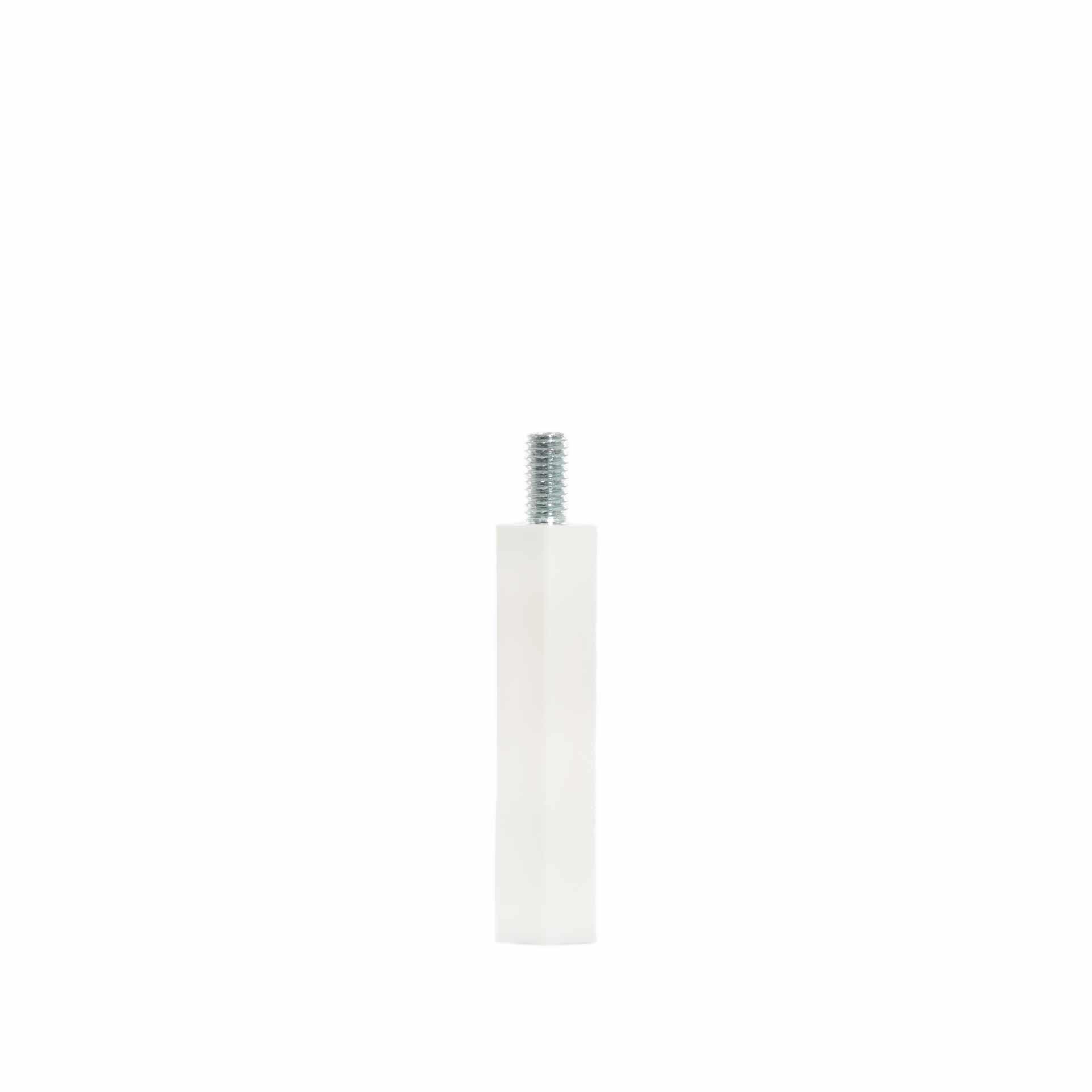 Isolierter Distanzbolzen M6, weiss, 50mm, 12mm Aussengewinde