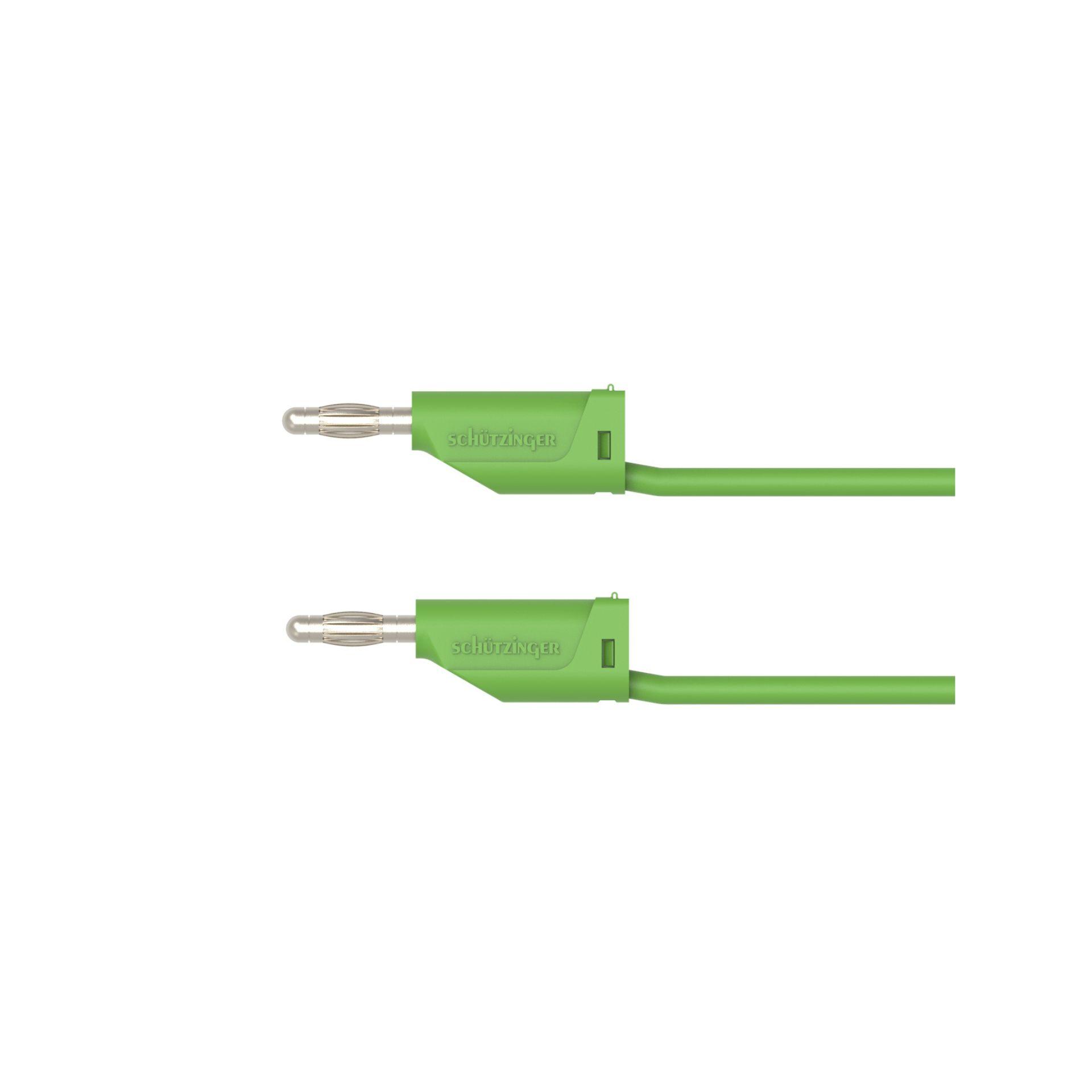 Messleitung 2 Federkorbstecker ø 4mm, 1mm2, 100cm, grün