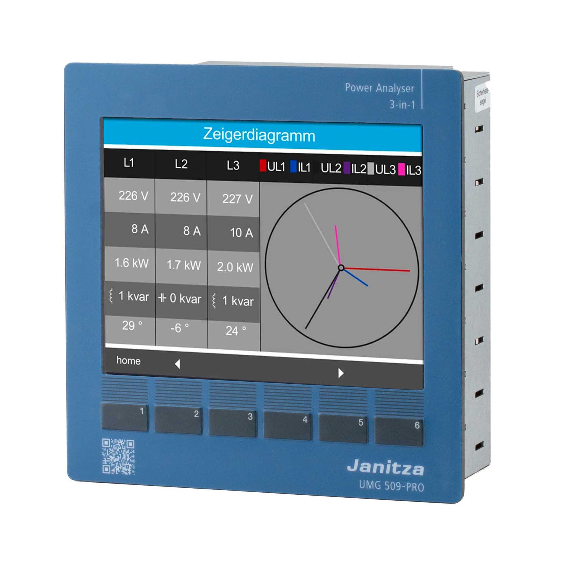 Janitza Multifunktionaler Netzanalysator mit RCM, UMG 509-PRO