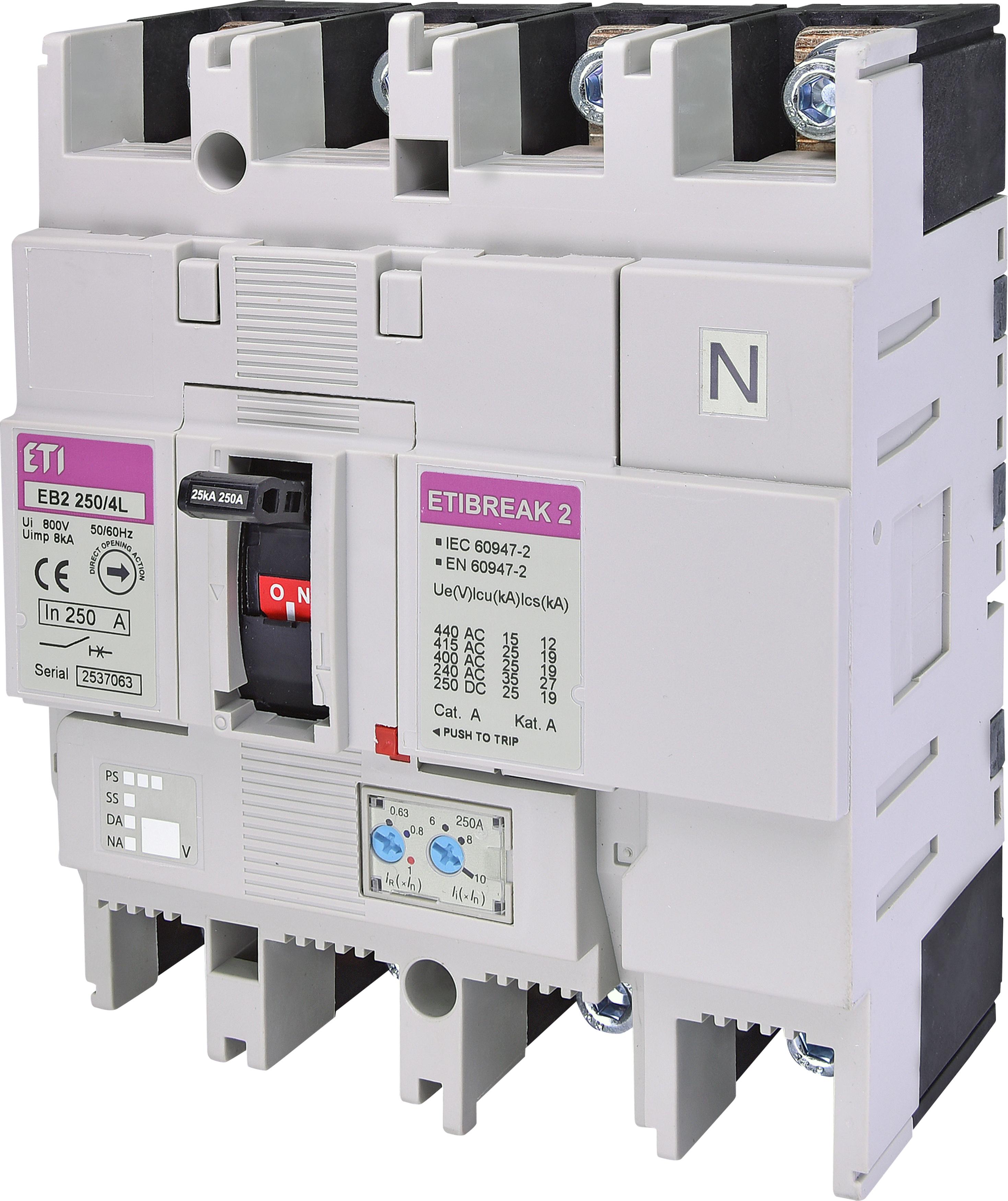 Leistungsschalter EB2 250/4L 200A, Icu 25kA / Ics 19kA