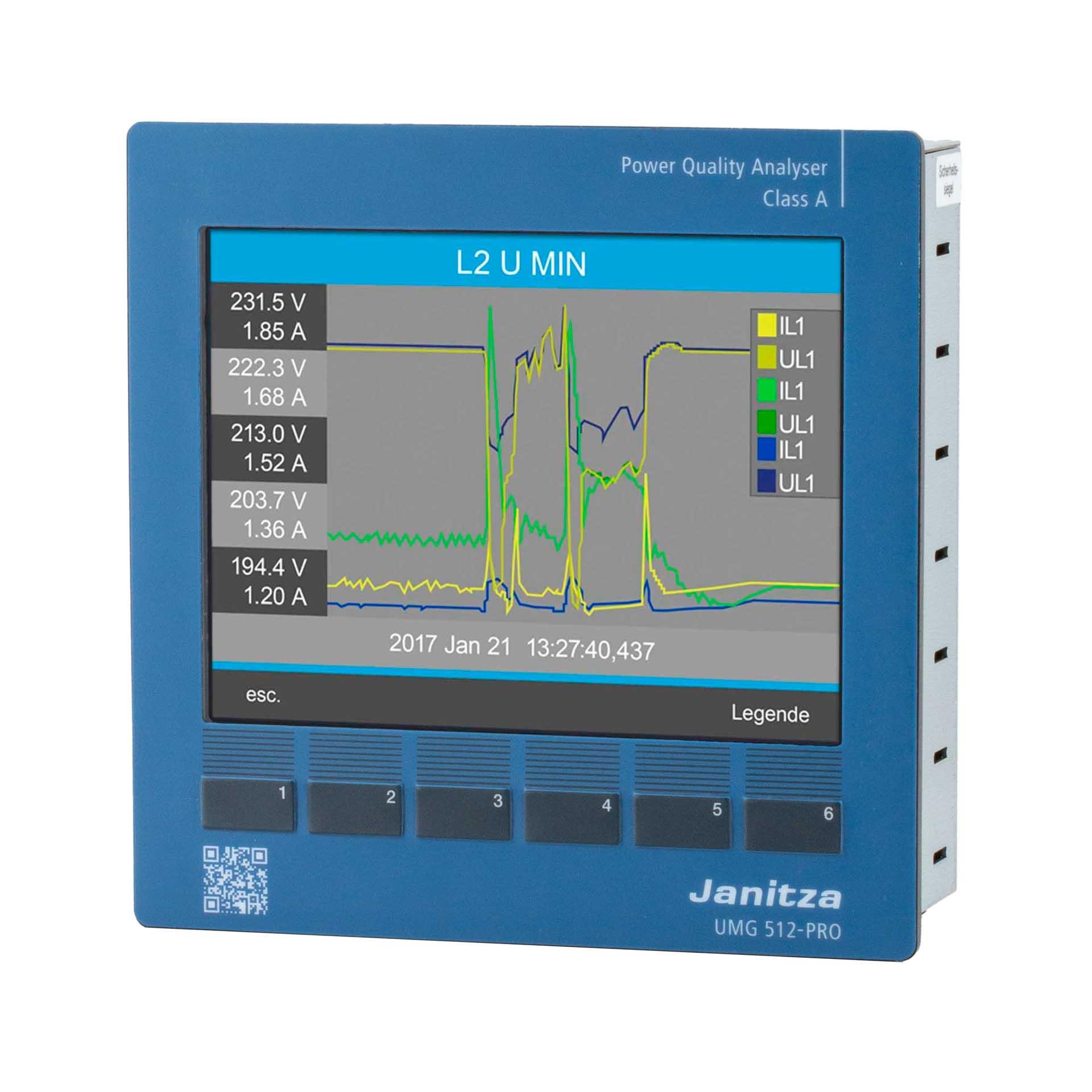 Janitza Zertifizierter Spannungsqualitätsanalysator (Klasse A nach IEC 61000-4-30) UMG 512-PRO