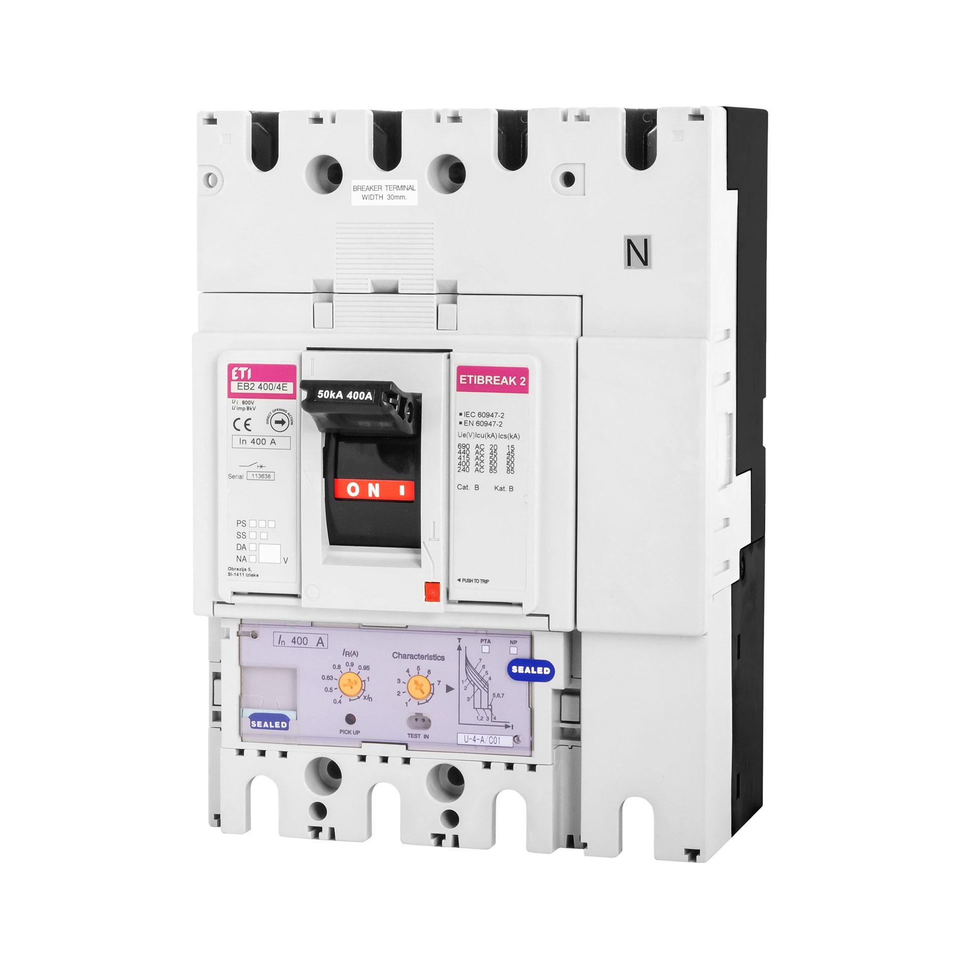 Leistungsschalter EB2 400/4E 400A, Icu 50kA / Ics 50kA