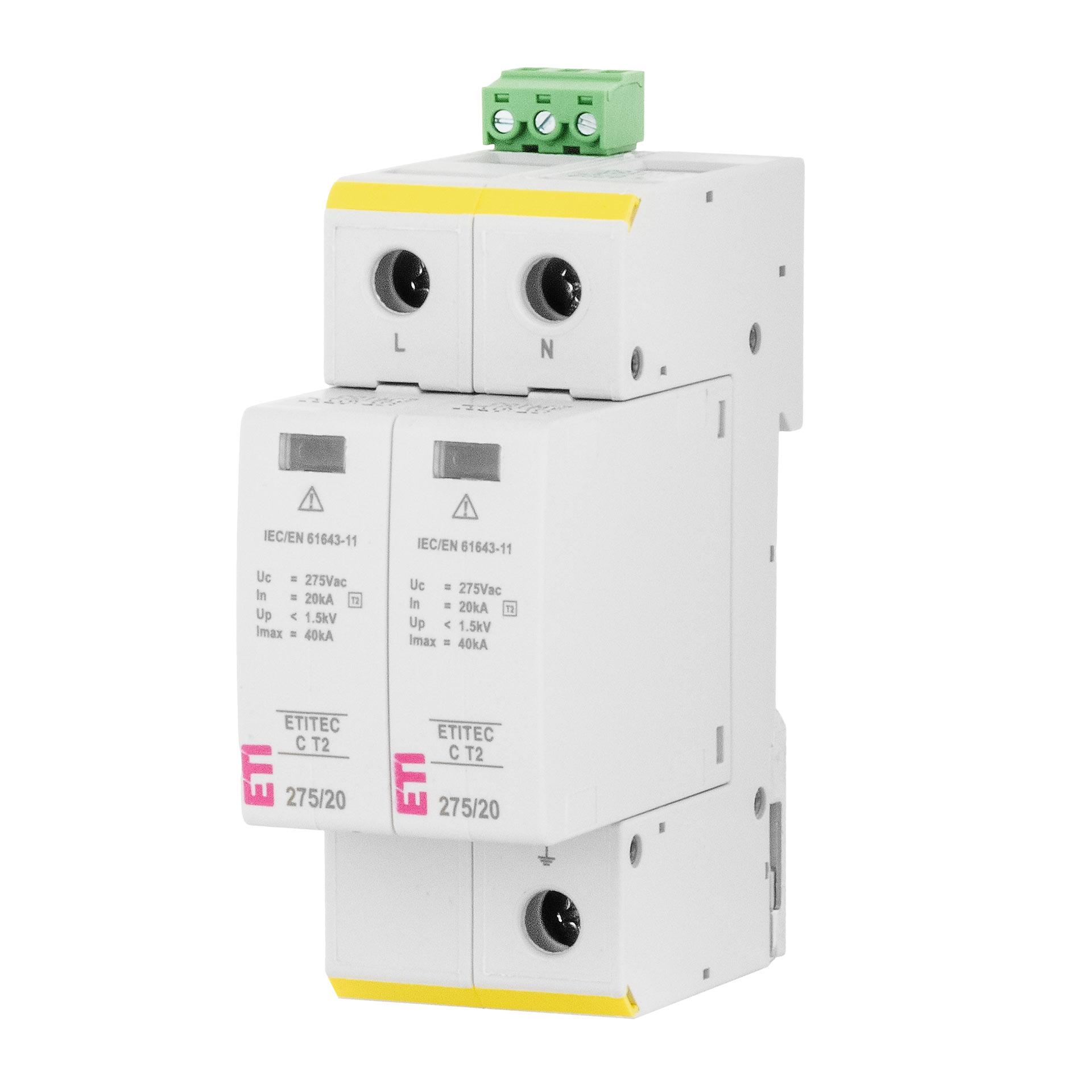 Überspannungsableiter Typ 2, ETITEC C T2 275/20 2+0 RC, (TN-S)